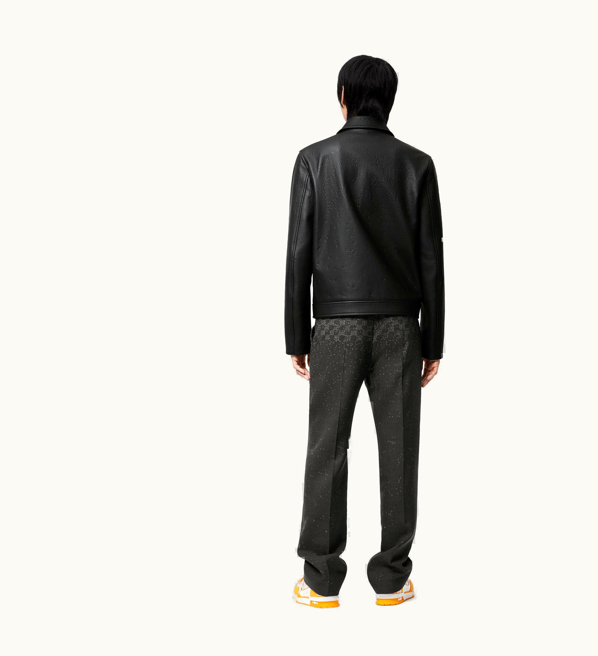 Louis Vuitton Louis Vuitton Damier Spread Leather Blouson Black Embossed Leather Jacket