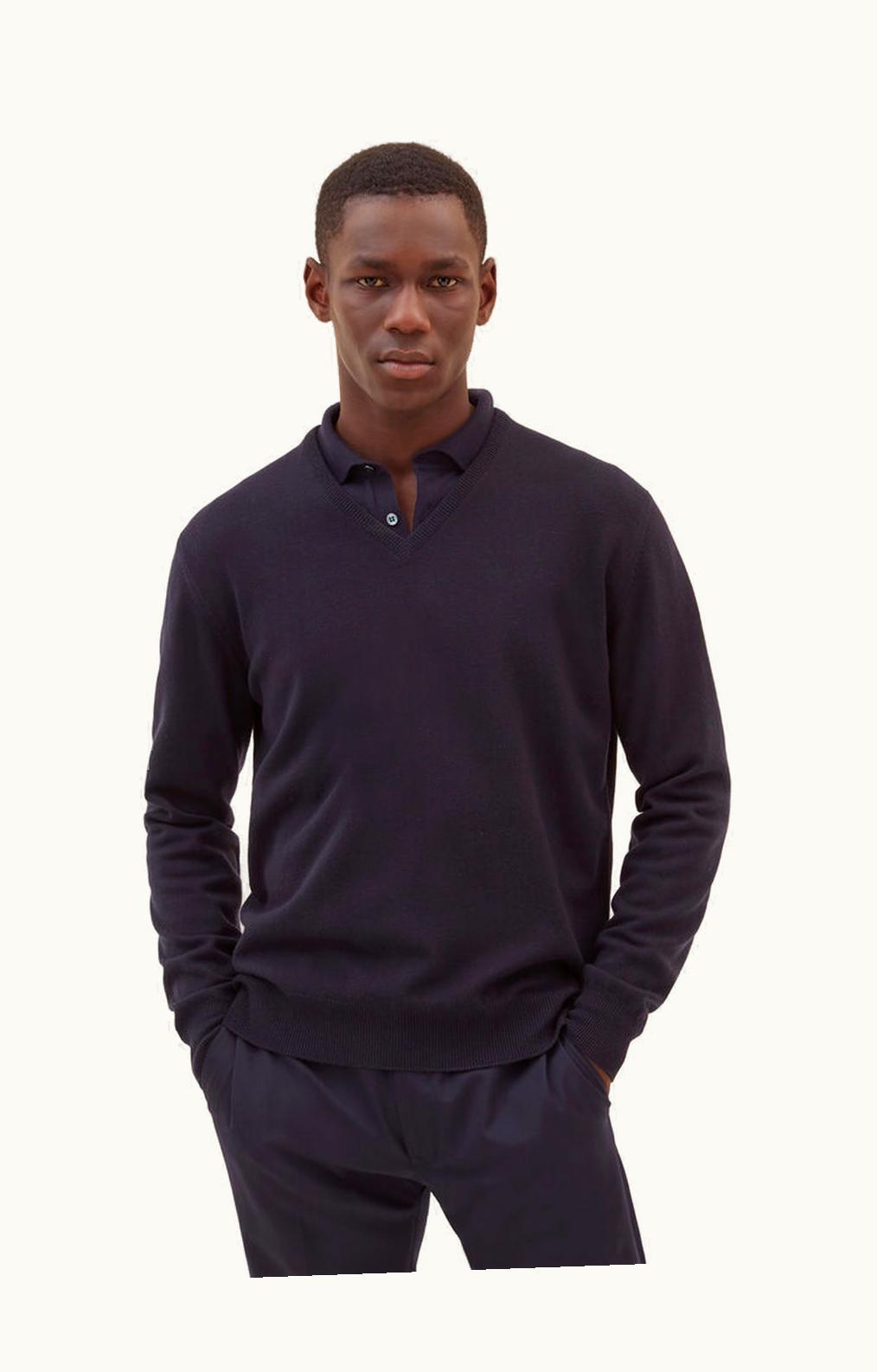 Loro Piana Loro Piana Classic V Neck Navy Blue