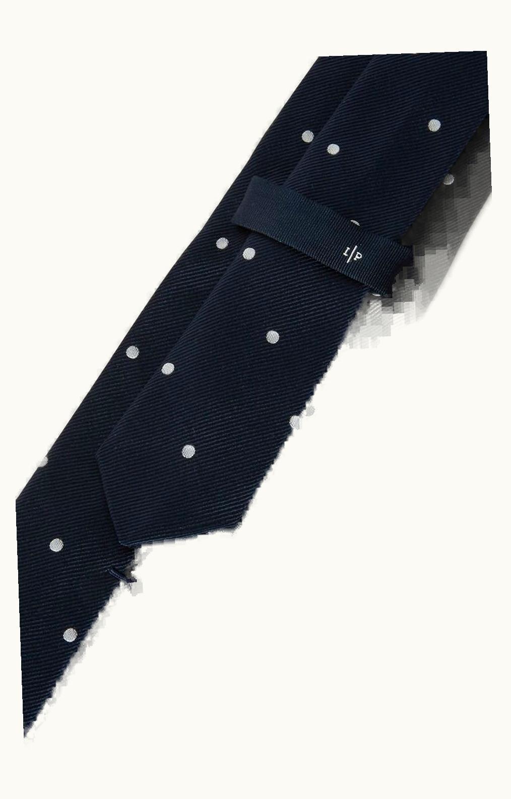 Loro Piana Loro Piana Spots Silk Necktie Night Blue/White