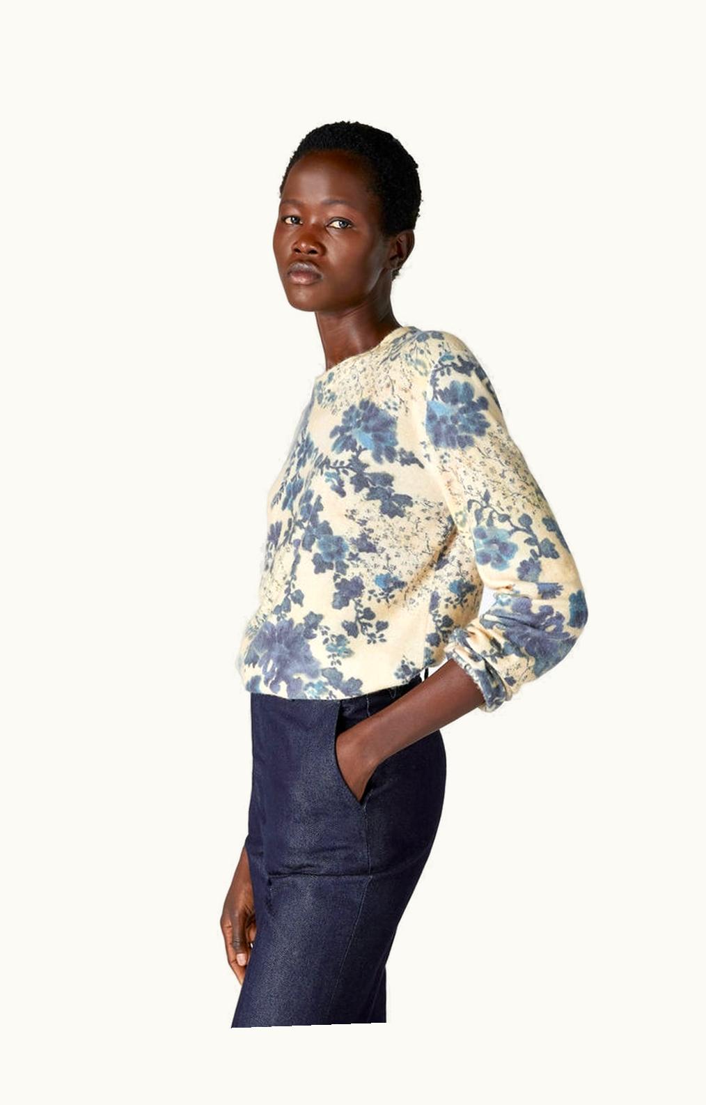 Loro Piana Loro Piana Blue Eyes Crewneck Blue Eyes Flowers/Ivory