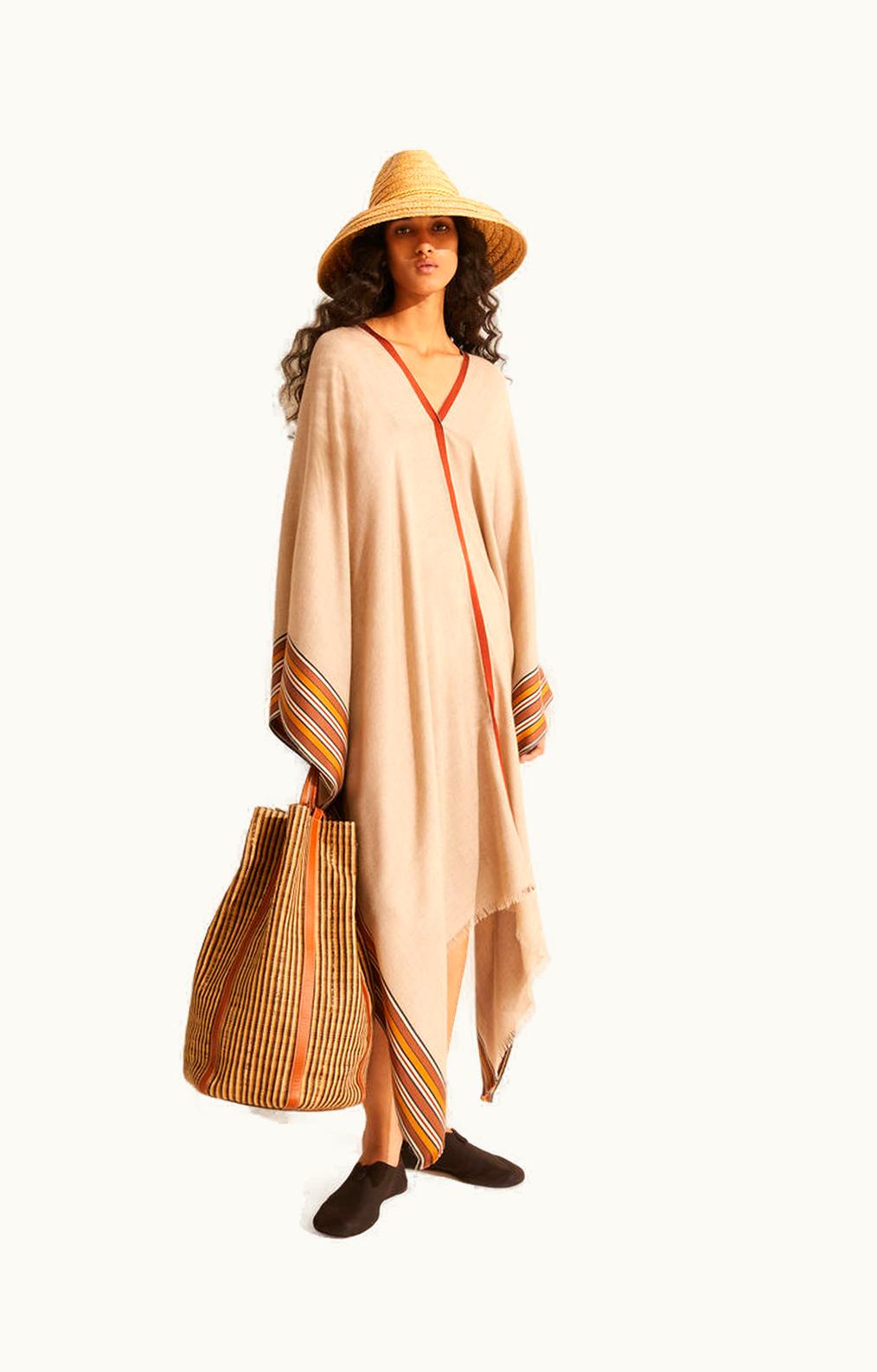 Loro Piana Loro Piana The Suitcase Stripe Poncho Tonal Cream