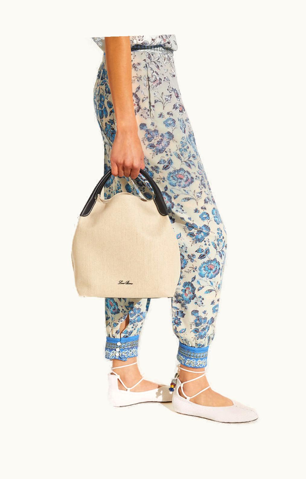 Loro Piana Loro Piana Large Bale Bag Natural/Navy Blue