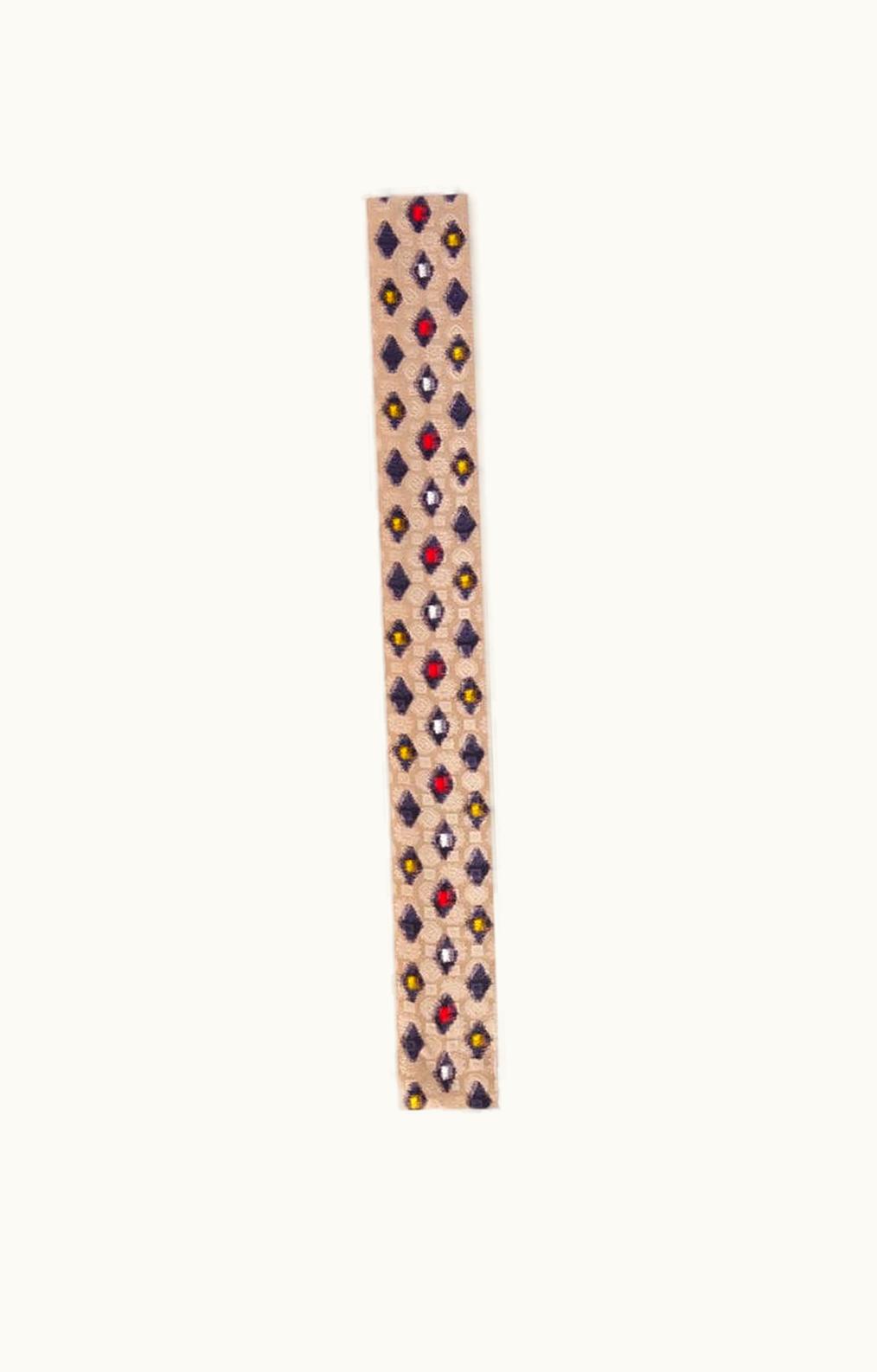 Loro Piana Loro Piana Mikado Tie Band Light Champagne/White/Red Tango