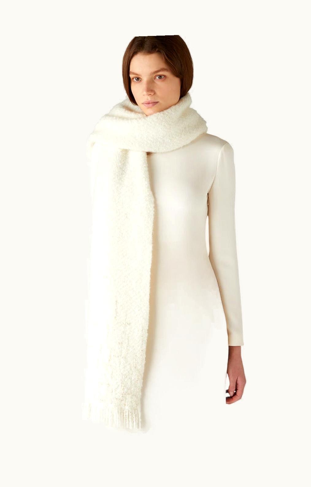 Loro Piana Loro Piana Scarf White+Natural Embroidery