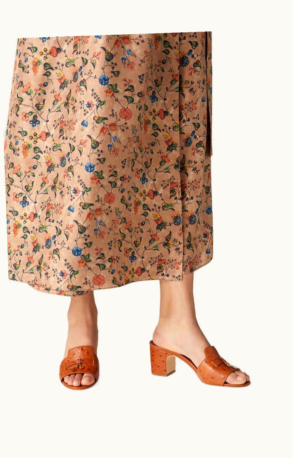 Loro Piana Loro Piana Summer Charms Walk Ostrich Leather Sandals Sand Haze