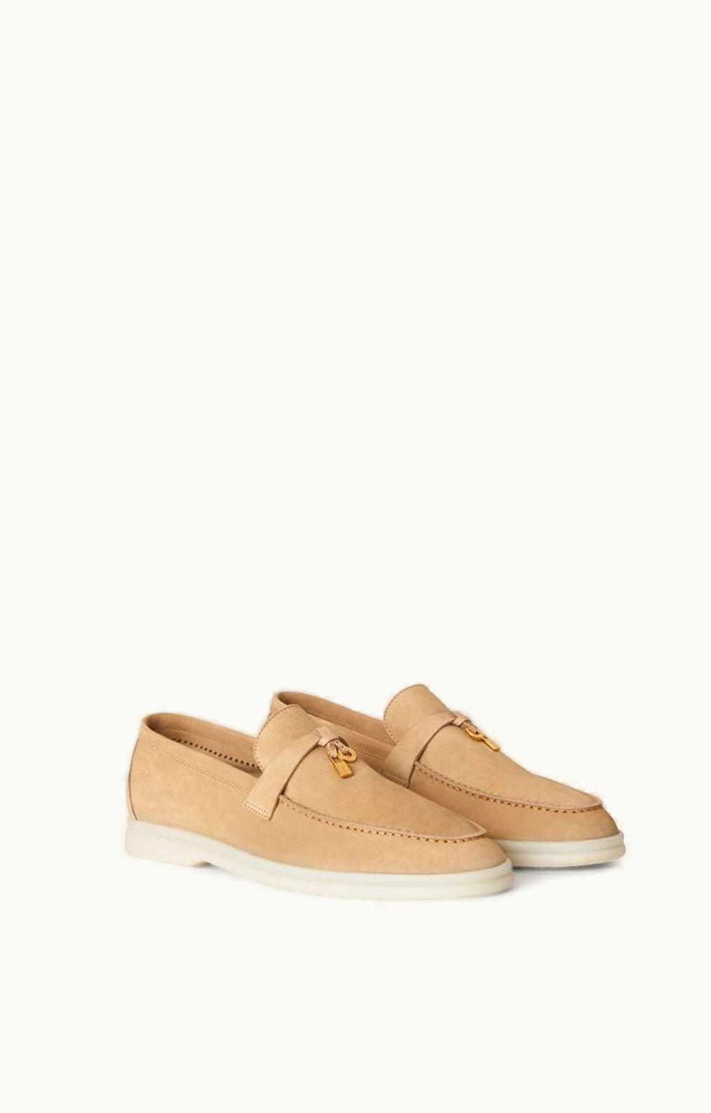 Loro Piana Loro Piana Summer Charms Walk Loafers Sandstone Suede Slip-Ons Beige