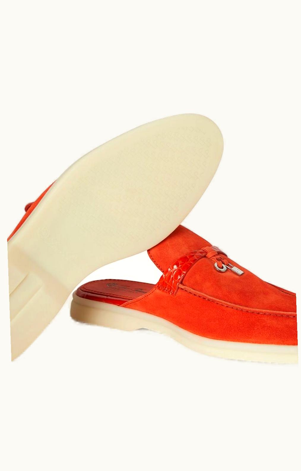 Loro Piana Loro Piana Nautical Charms Walk Babouche Loafers Orange Flame