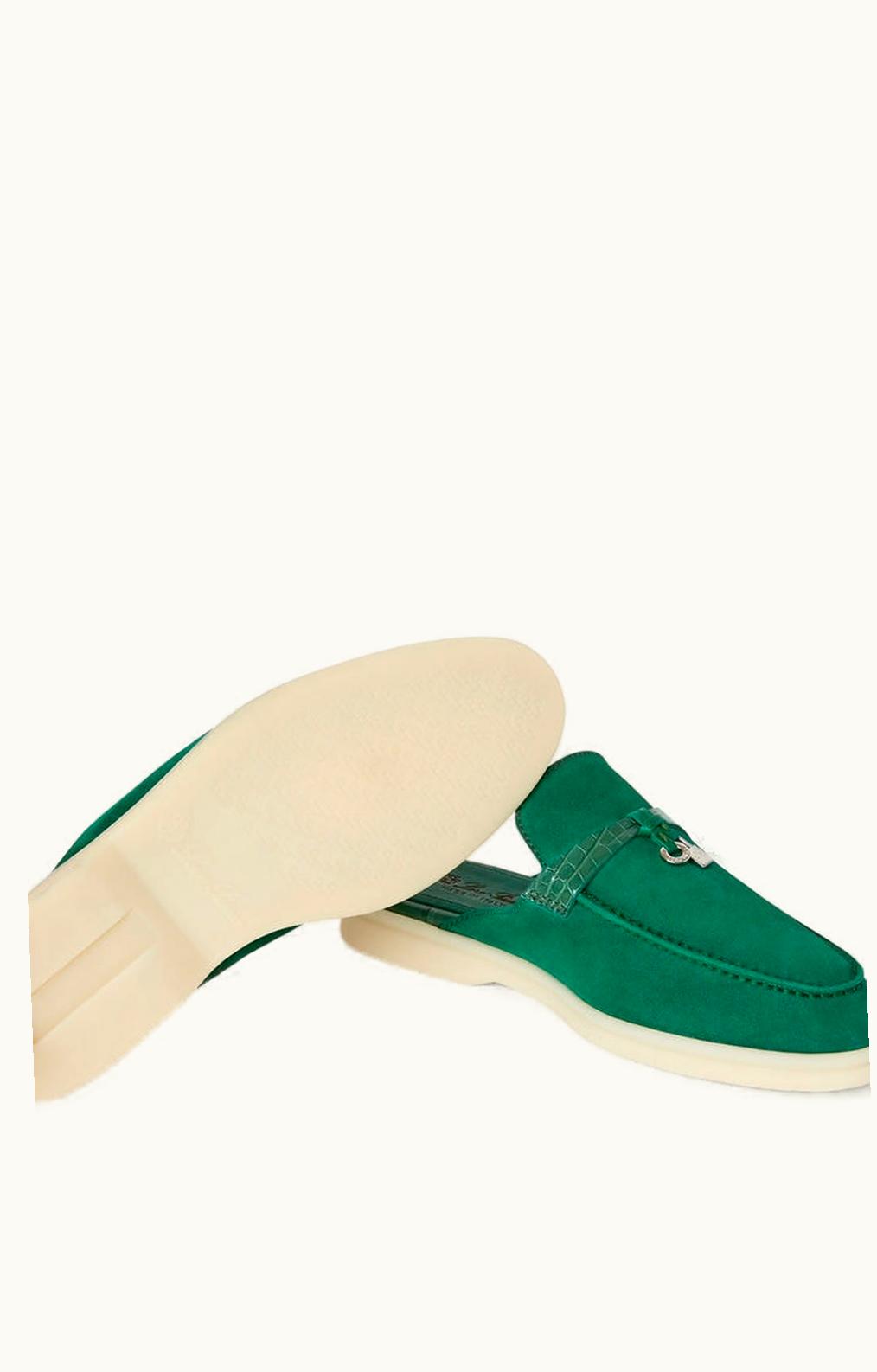 Loro Piana Loro Piana Nautical Charms Walk Babouche Loafers Baobab Green
