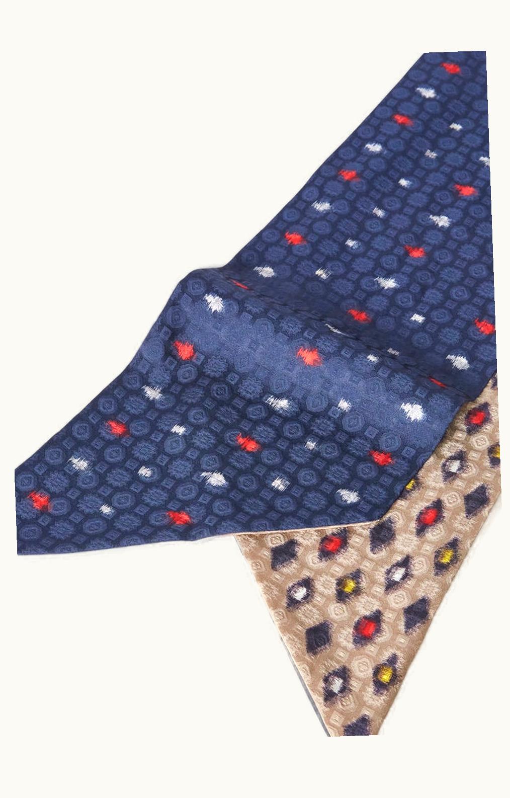 Loro Piana Loro Piana Mikado Tie Scarf Light Champagne/White/Red Tango