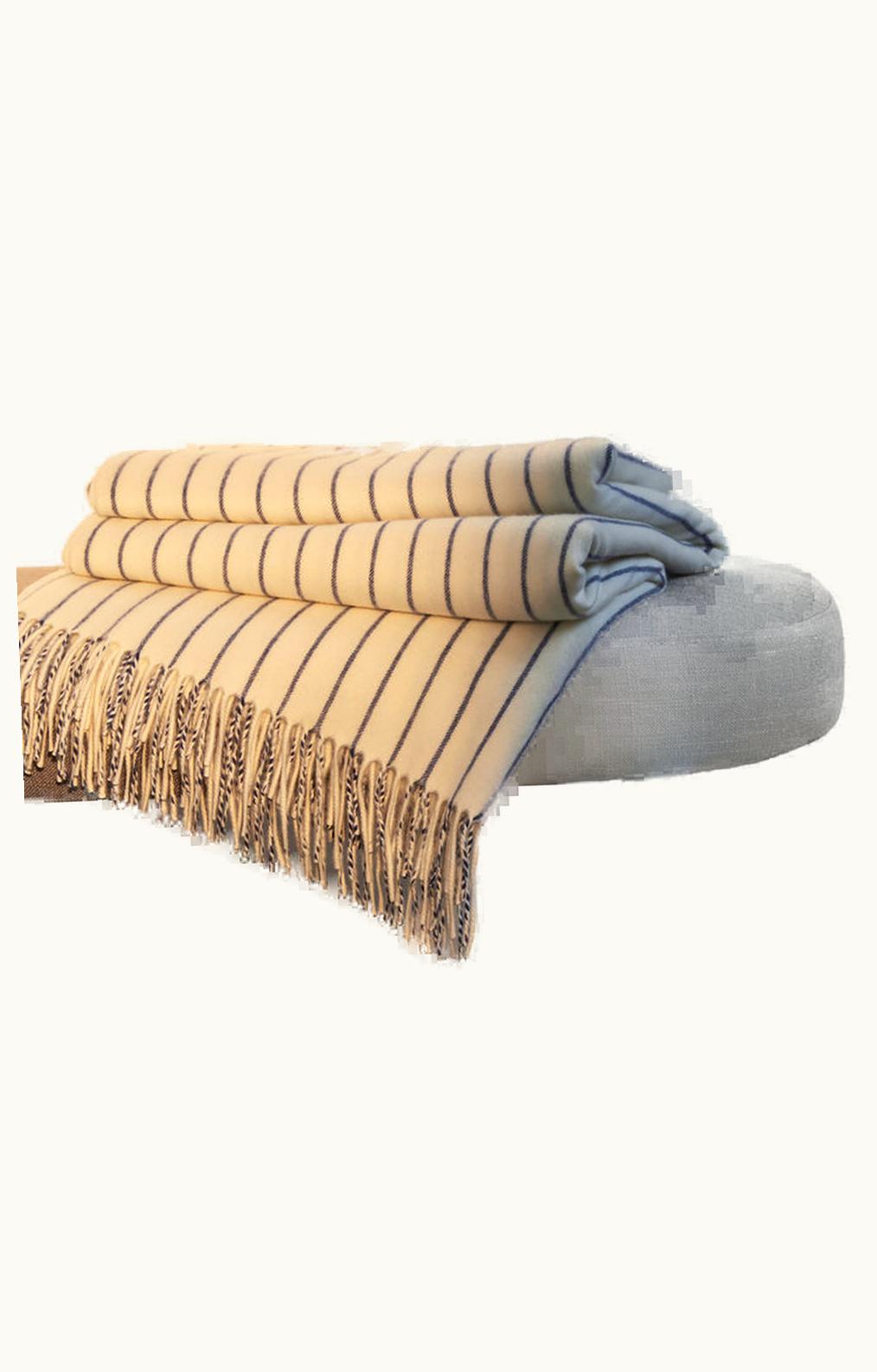 Loro Piana Loro Piana Gessato Throw Blanket Shaded White/Midnight