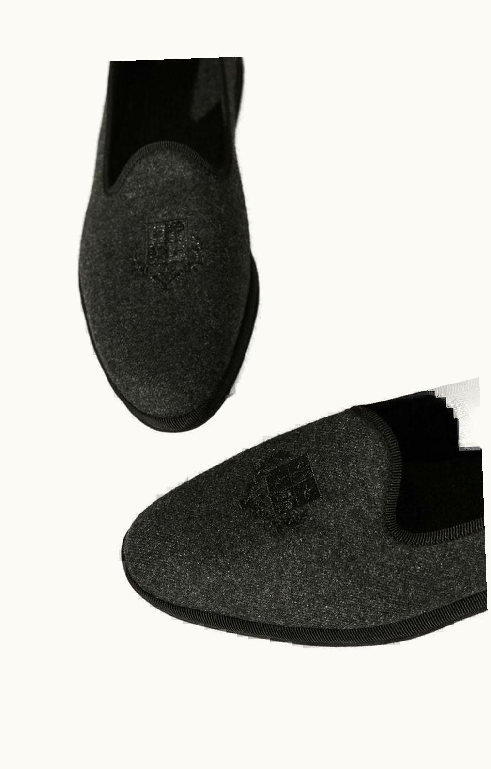 Loro Piana Loro Piana Venice Slippers Dark Gray Melange
