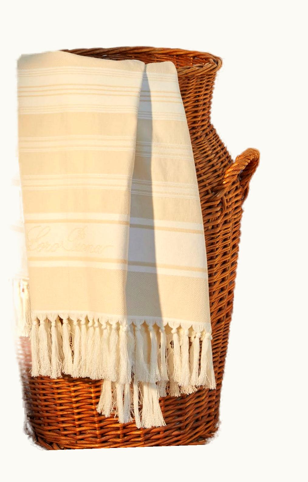 Loro Piana Loro Piana Portofino Beach Towel White/ Almond Marina Stripe