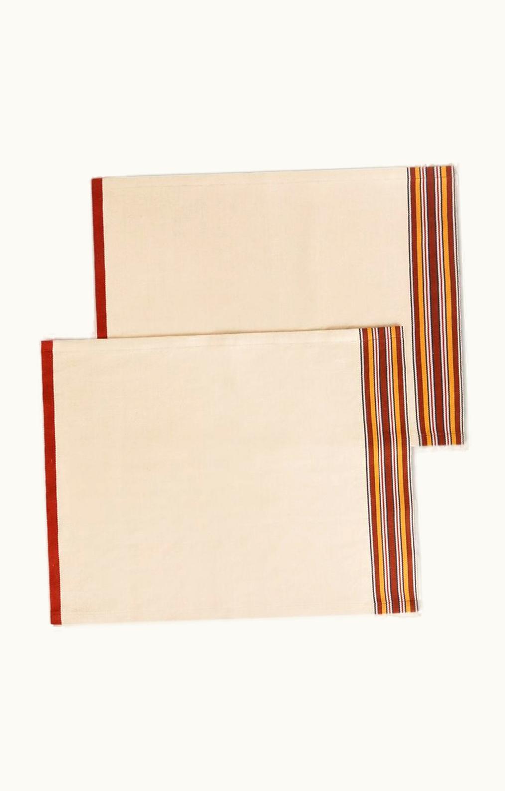 Loro Piana Loro Piana The Suitcase Stripe Placemats (Set Of Two) Tonal Cream