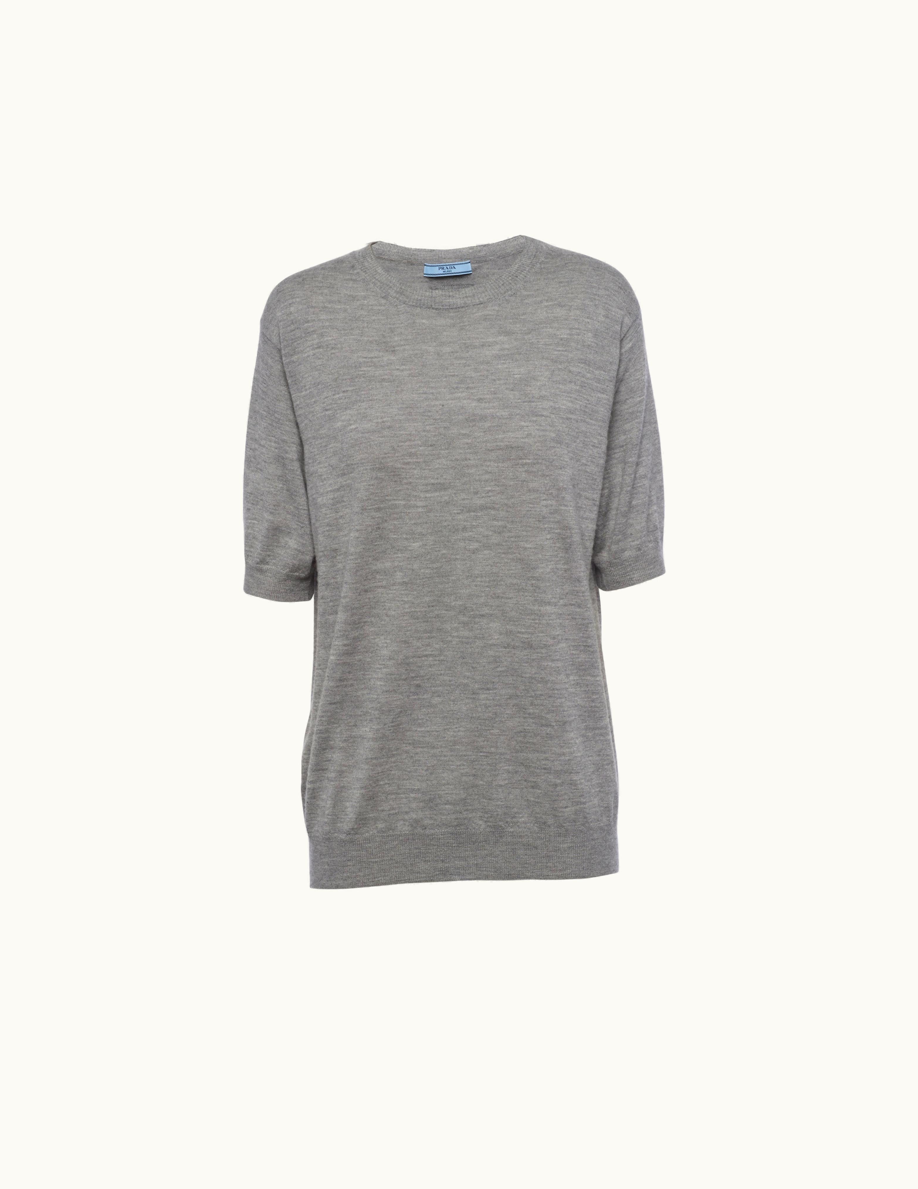 Prada Prada Grey Cashmere Crew-neck Sweater - Luxury T-shirt Plain Knit Grey