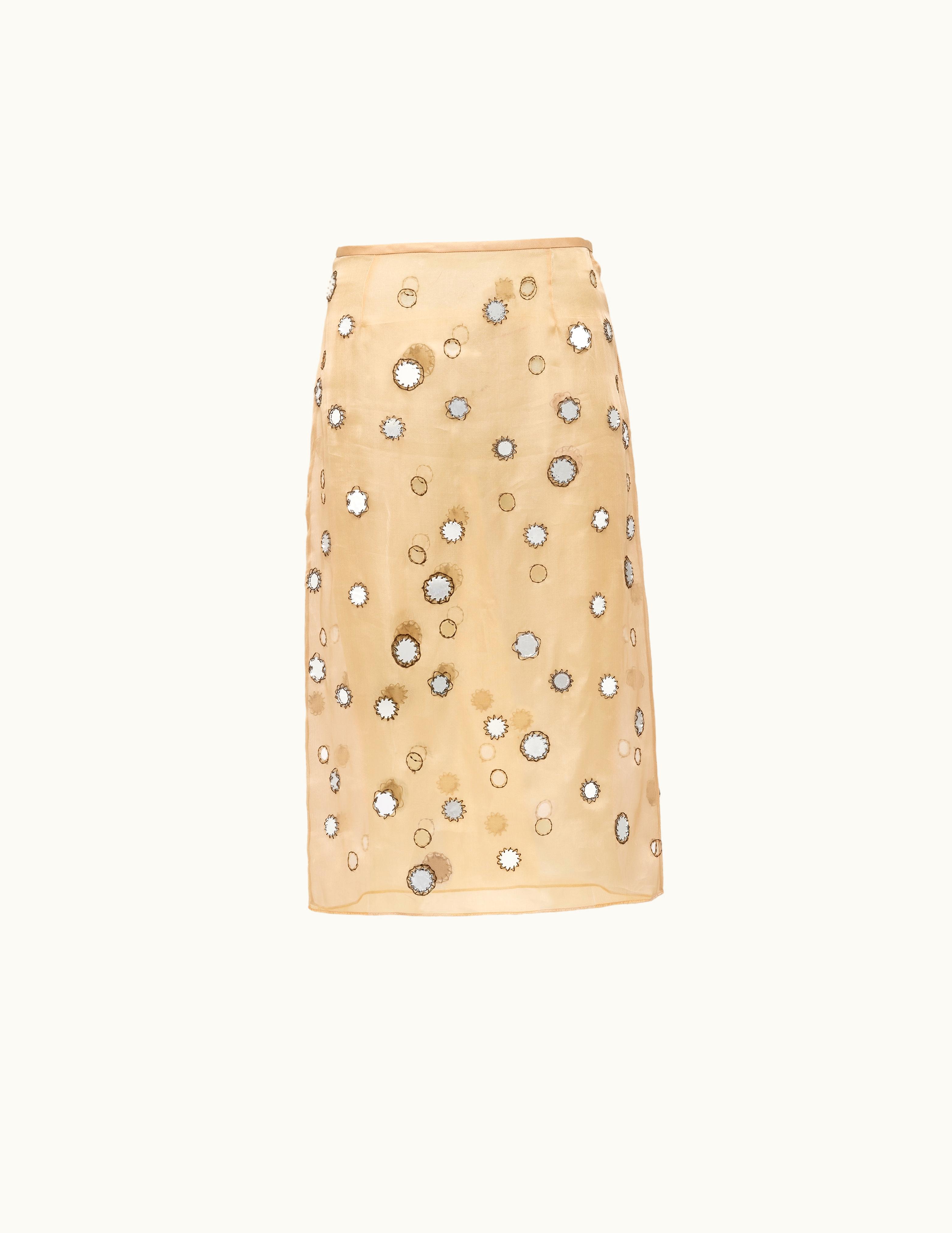 Prada Prada Cord Mirror-embellished Organza Midi-skirt