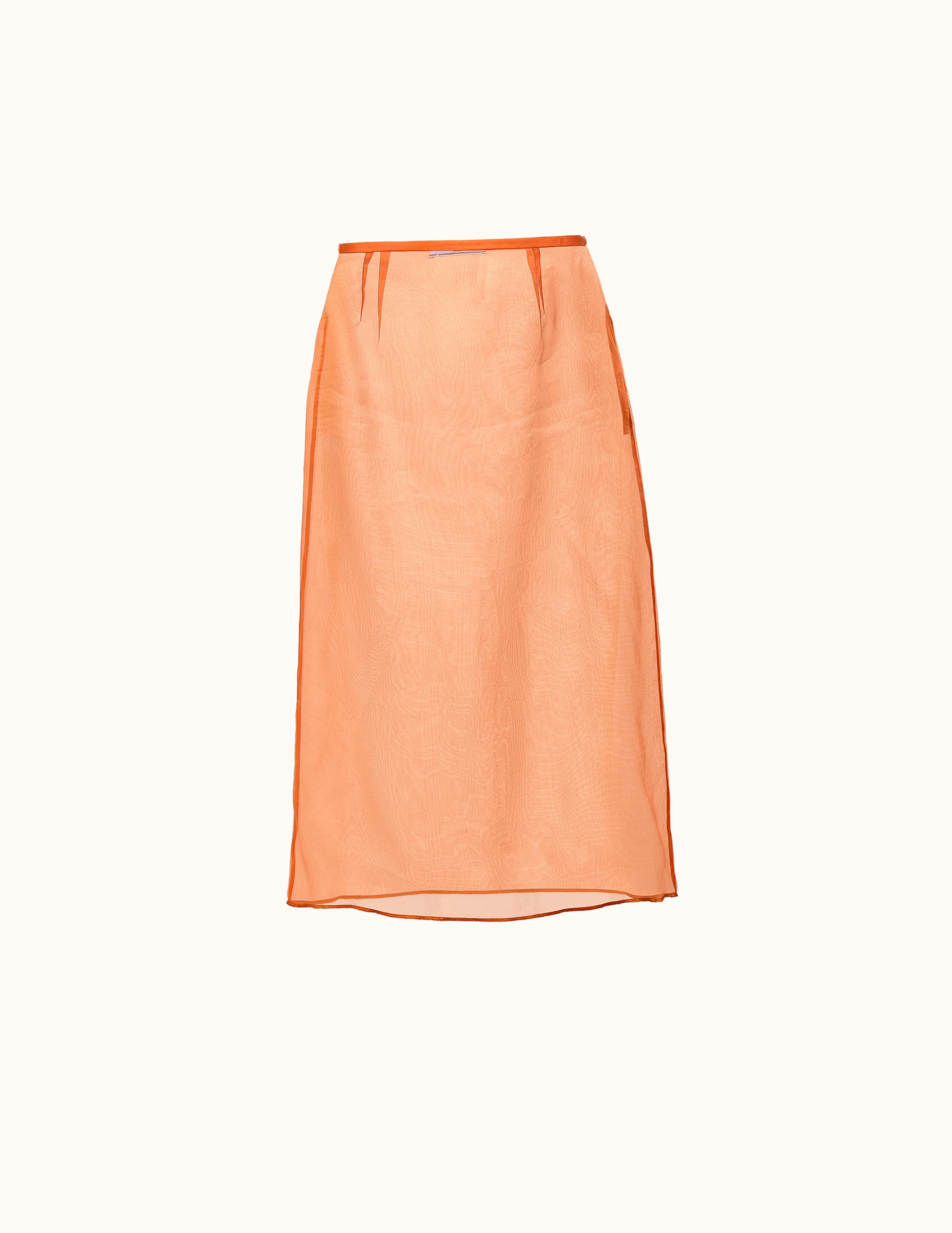 Prada Prada Rust Organza Midi-skirt