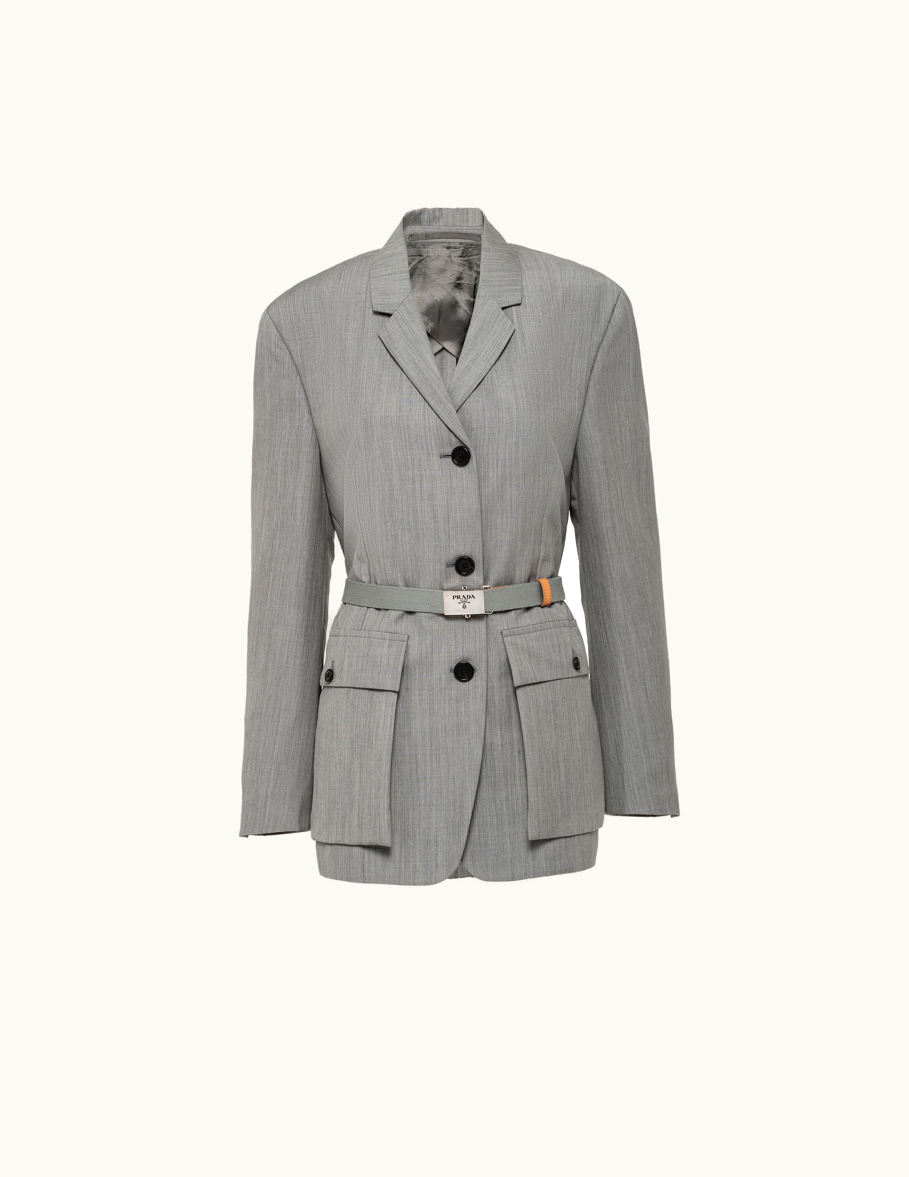 Prada Prada Granite Gray Kid Mohair Single-breasted Jacket