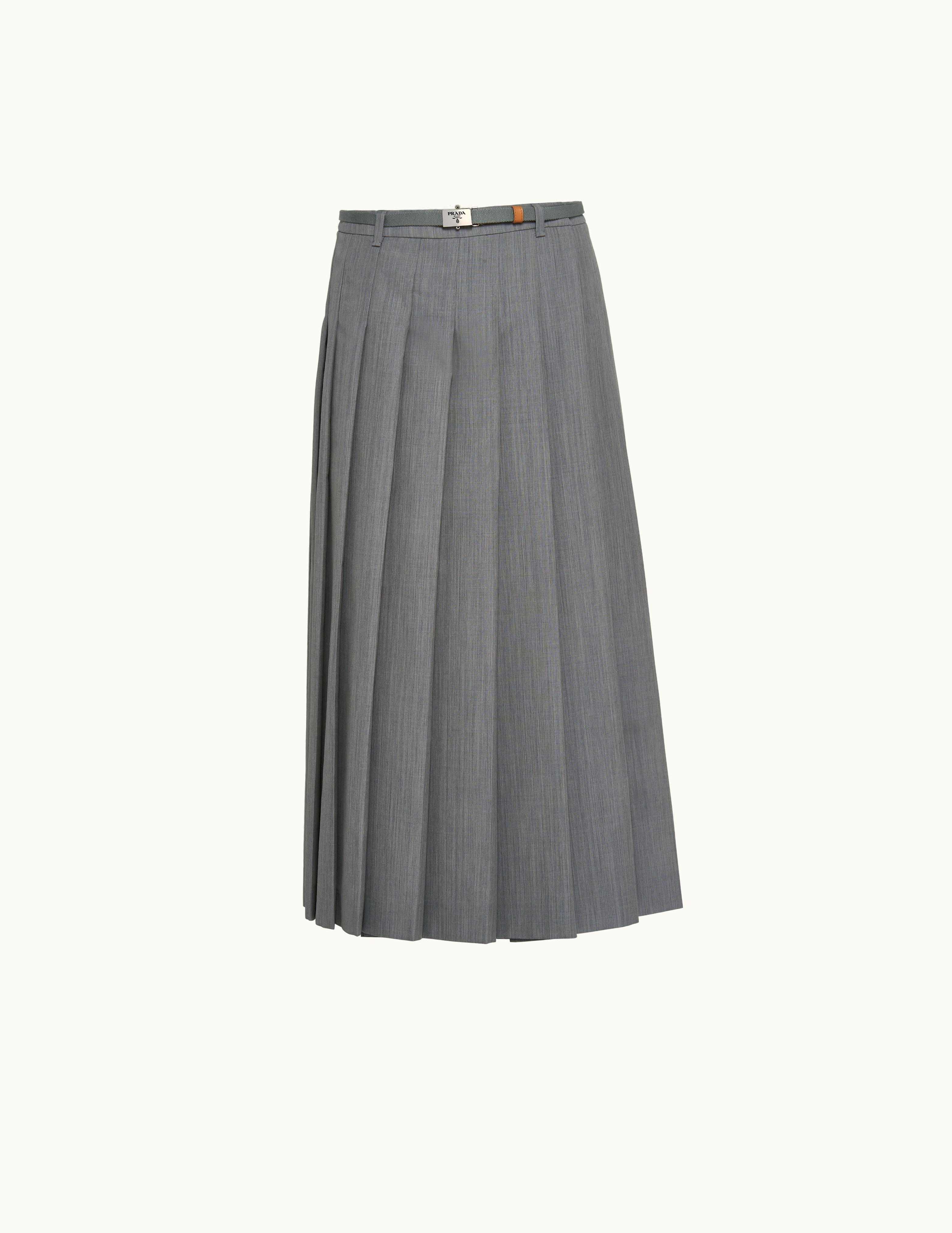 Prada Prada Granite Gray Pleated Wool Skirt