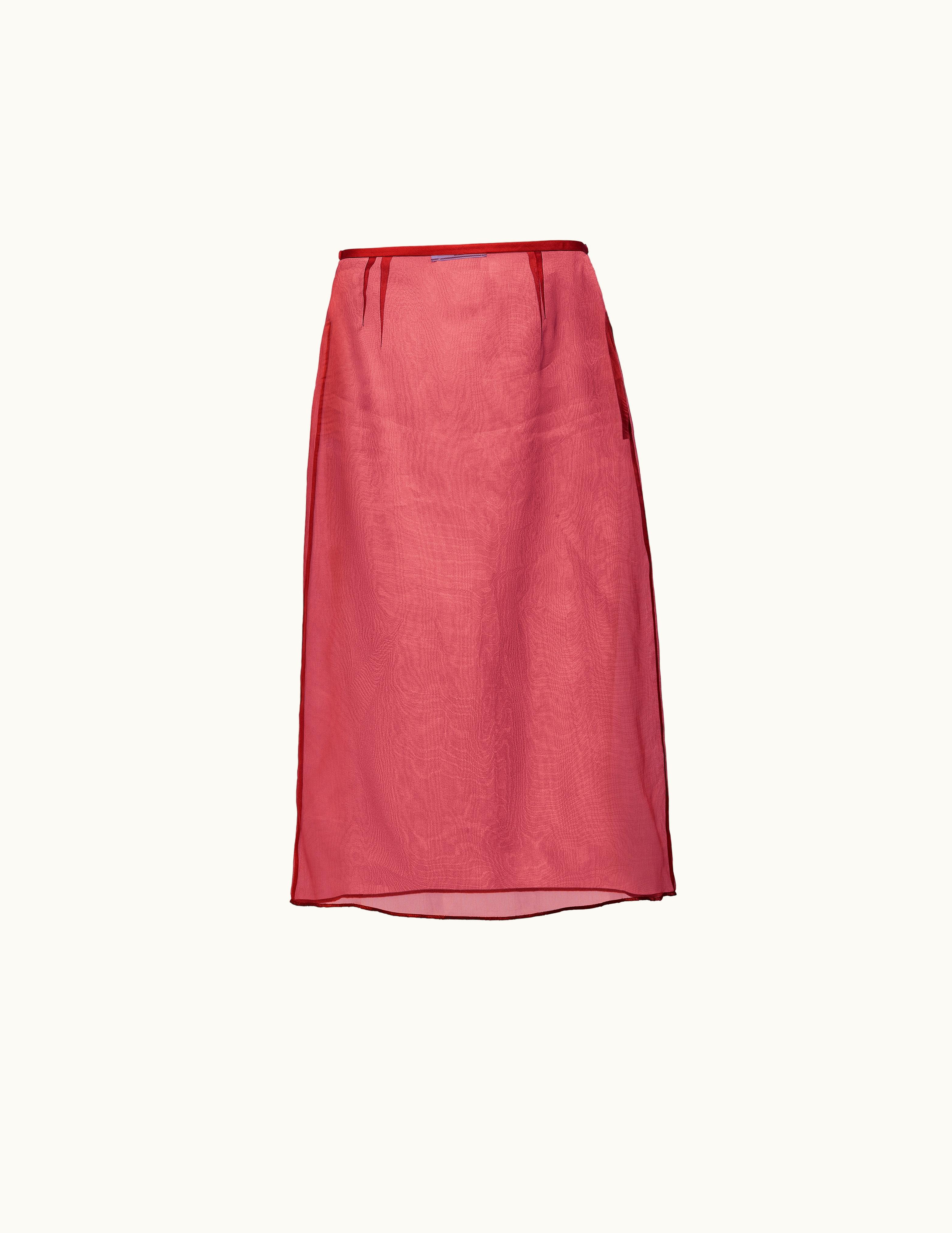 Prada Prada Dark Cherry Organza Midi-skirt