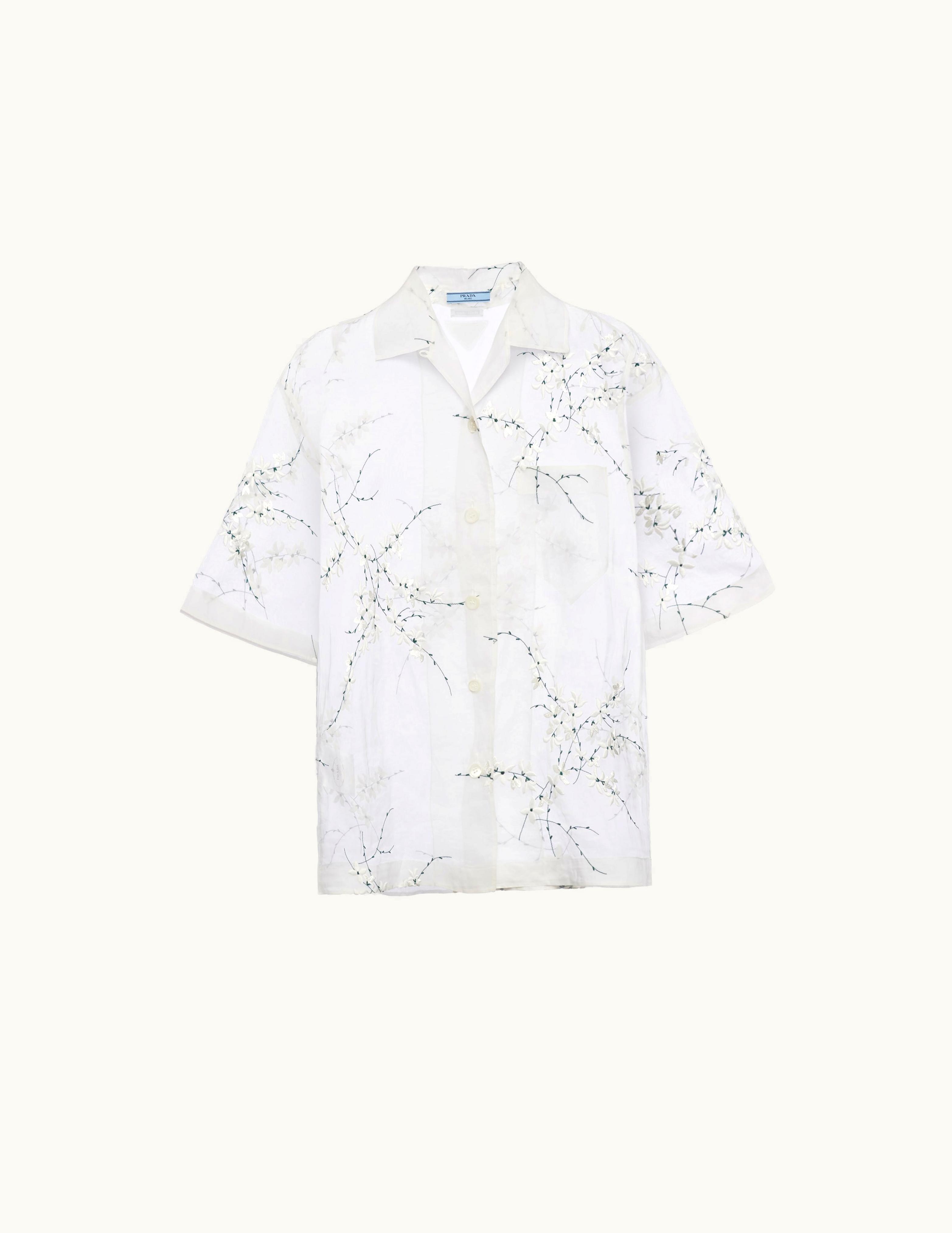 Prada Prada White Shirt With Superimposed Embroidery