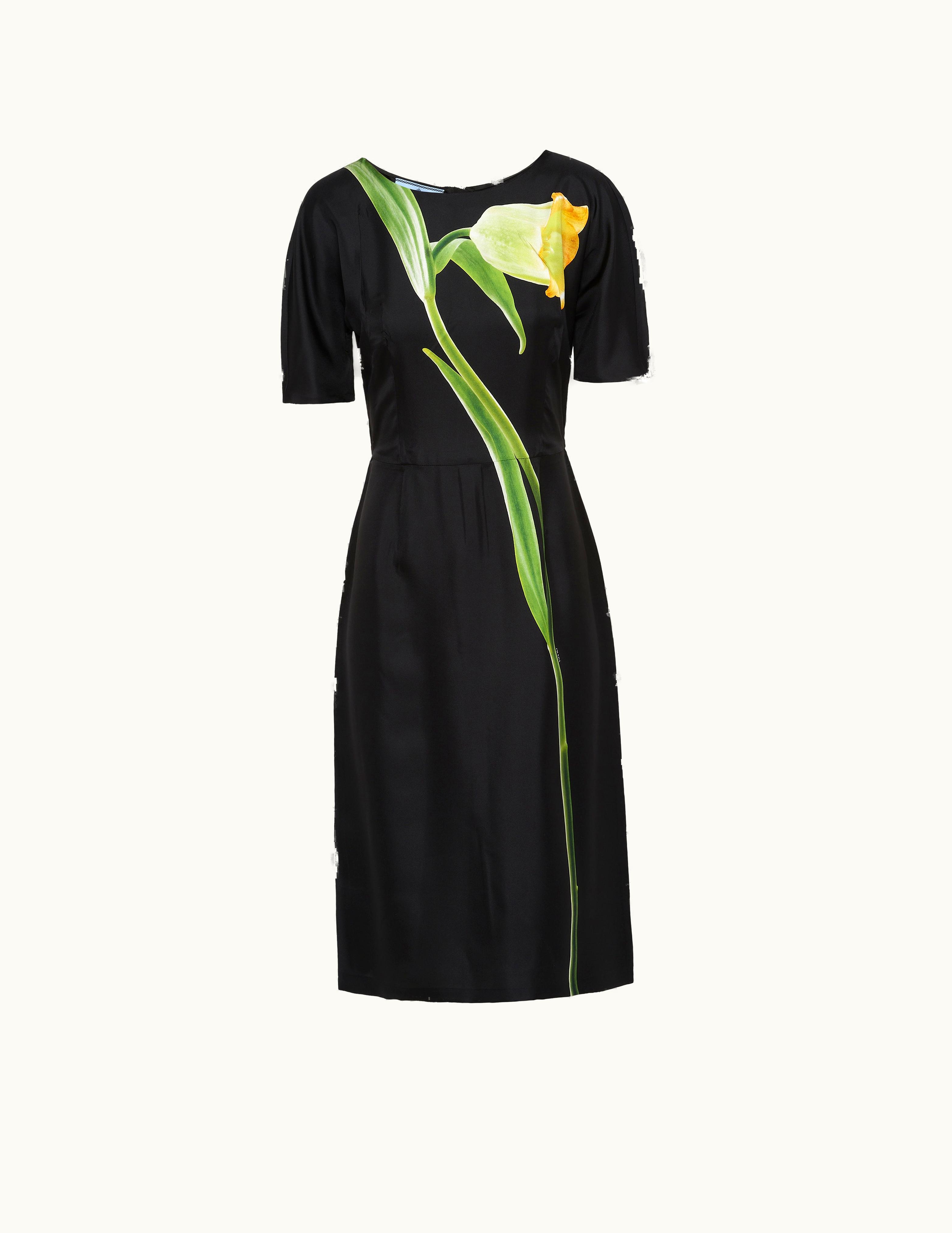 Prada Prada Black Printed Twill Dress