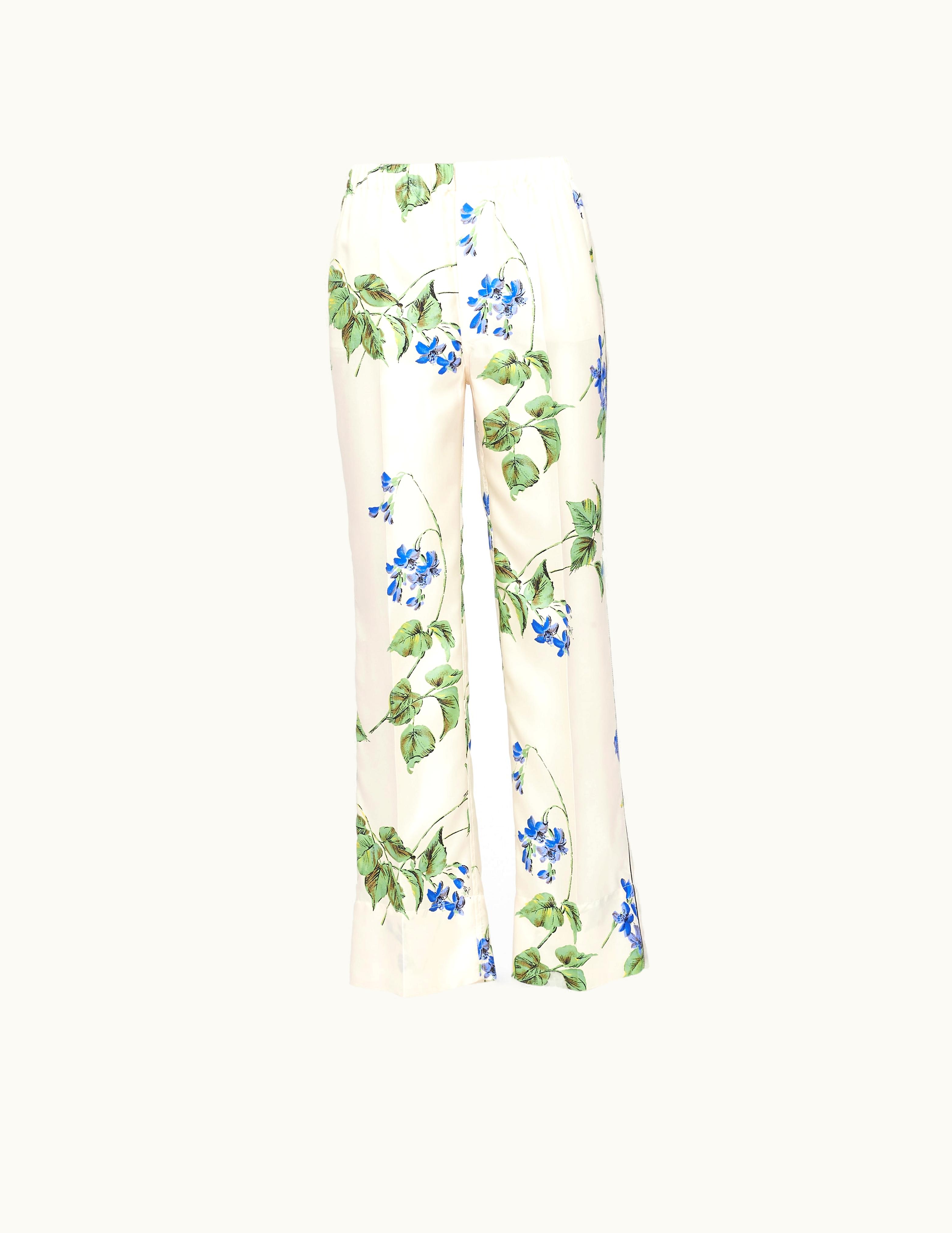 Prada Prada Chalk White Printed Twill Pants