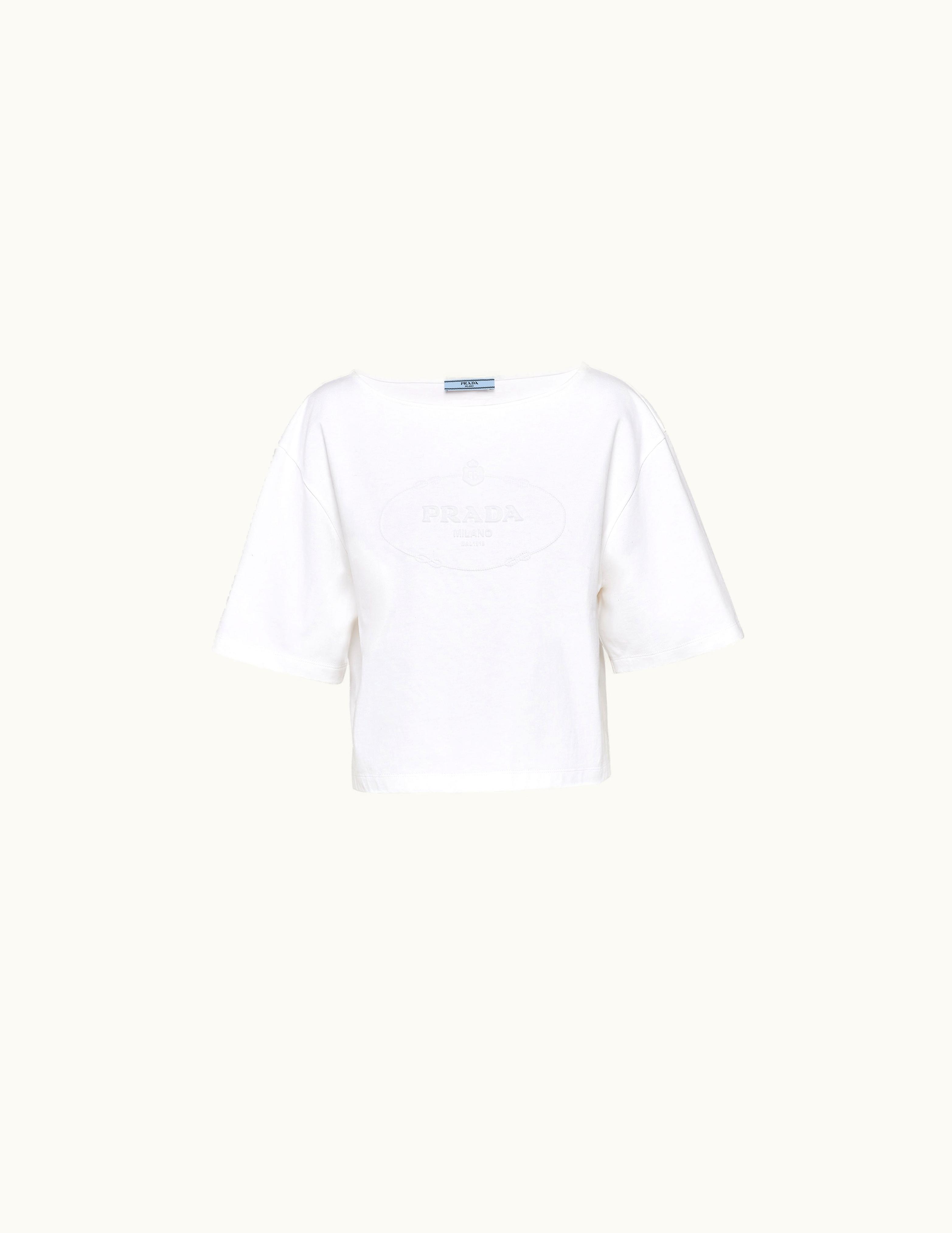Prada Prada Oval Logo Jersey T-shirt White