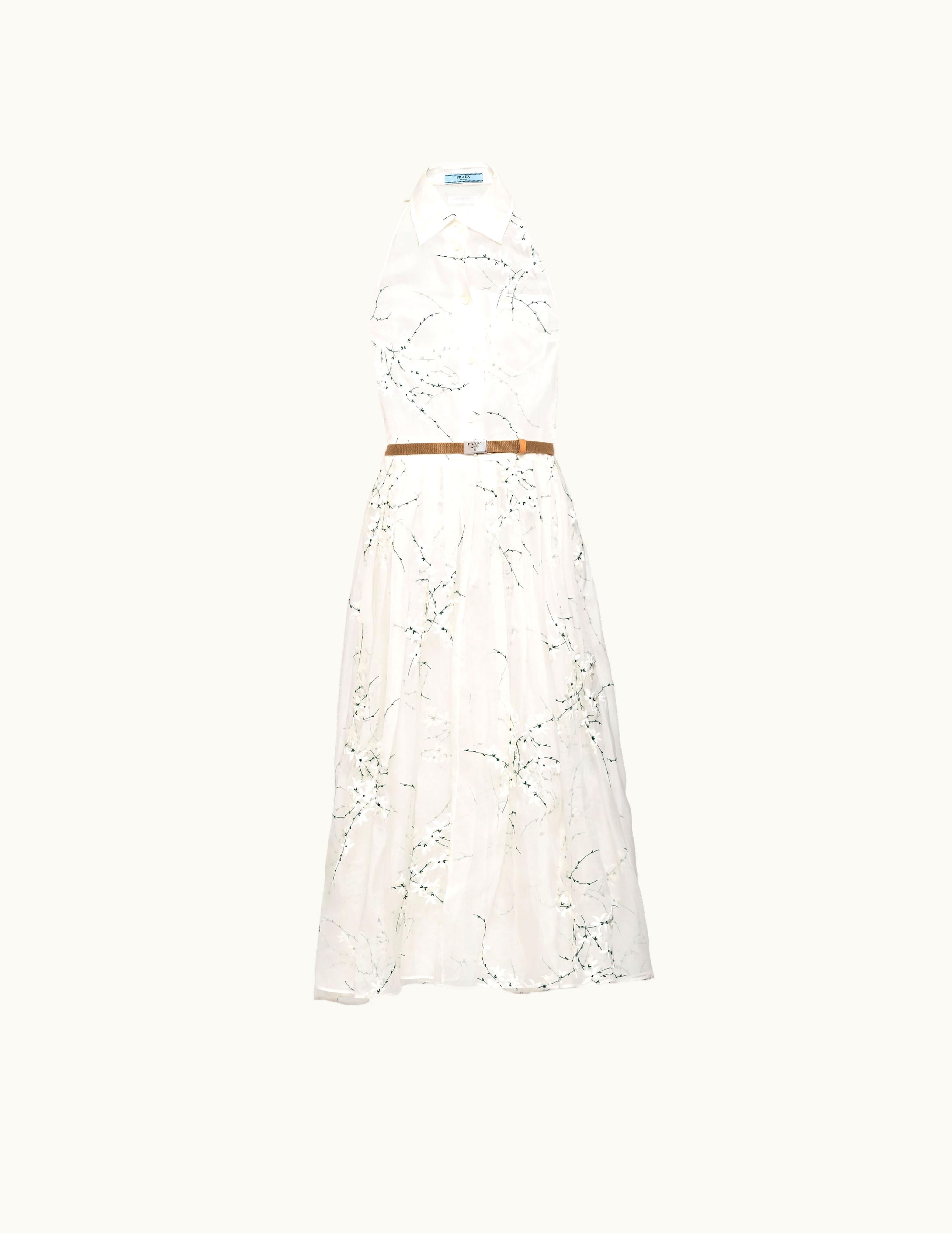 Prada White Embroidered Organza Dress