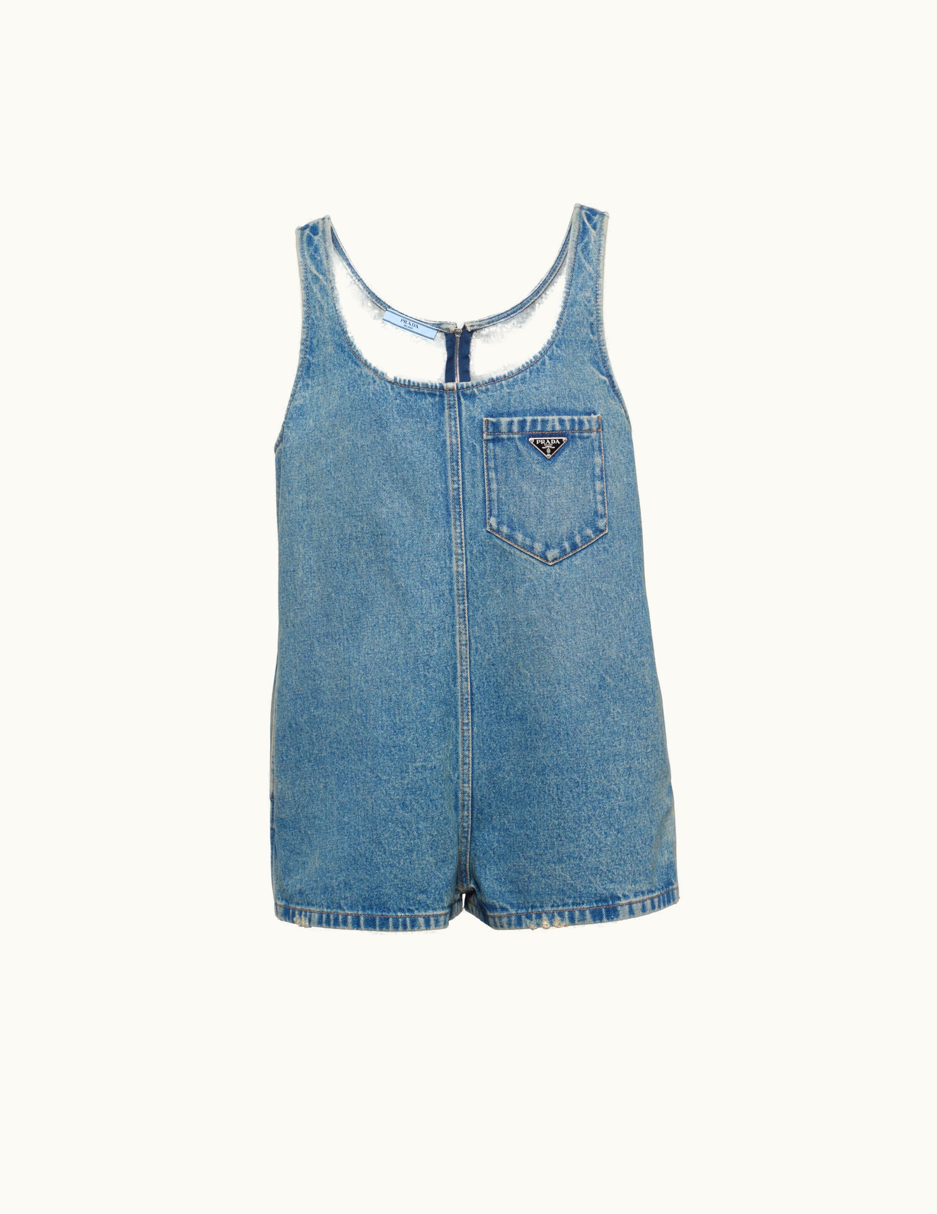 Prada F0ban Denim Playsuit
