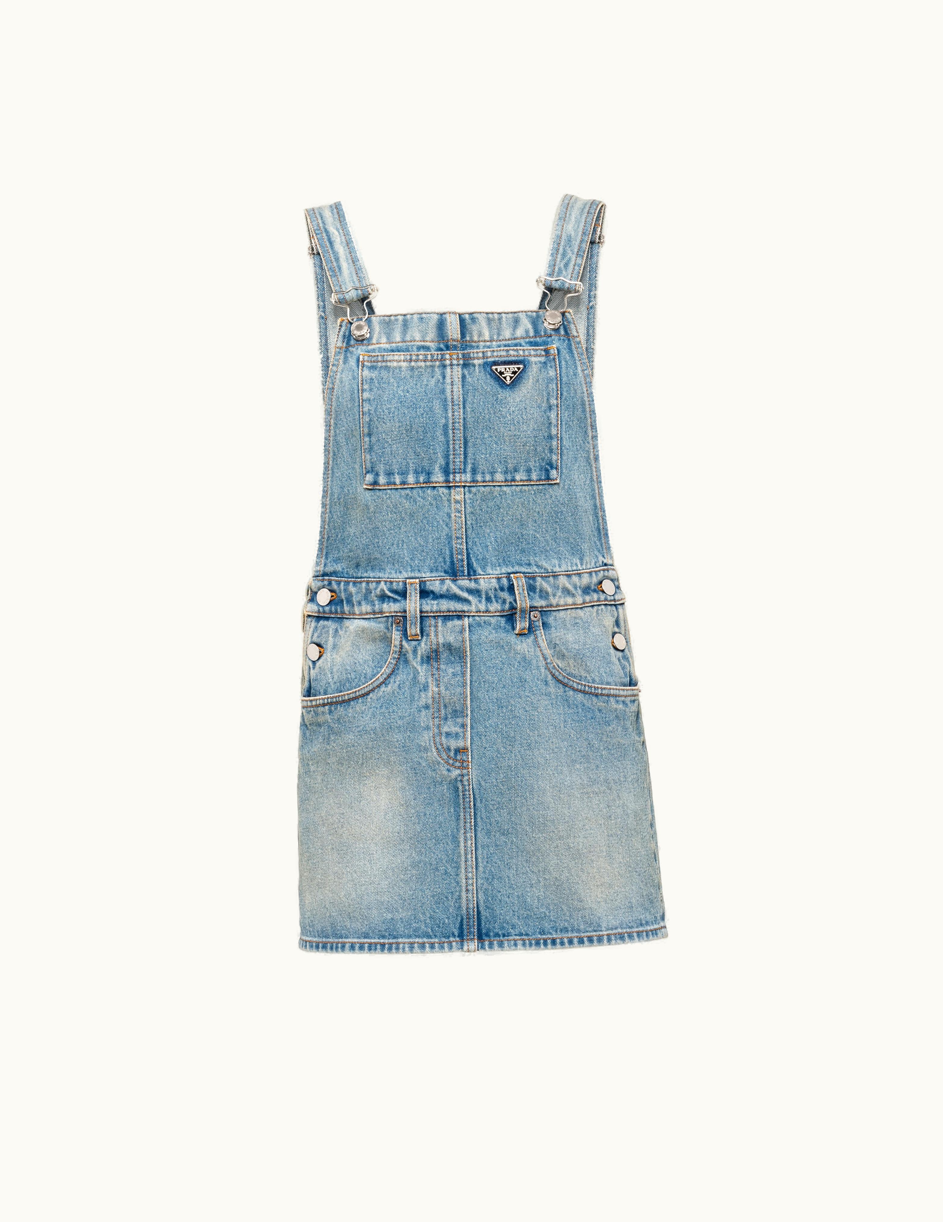 Prada Light Blue Denim Bib Dress