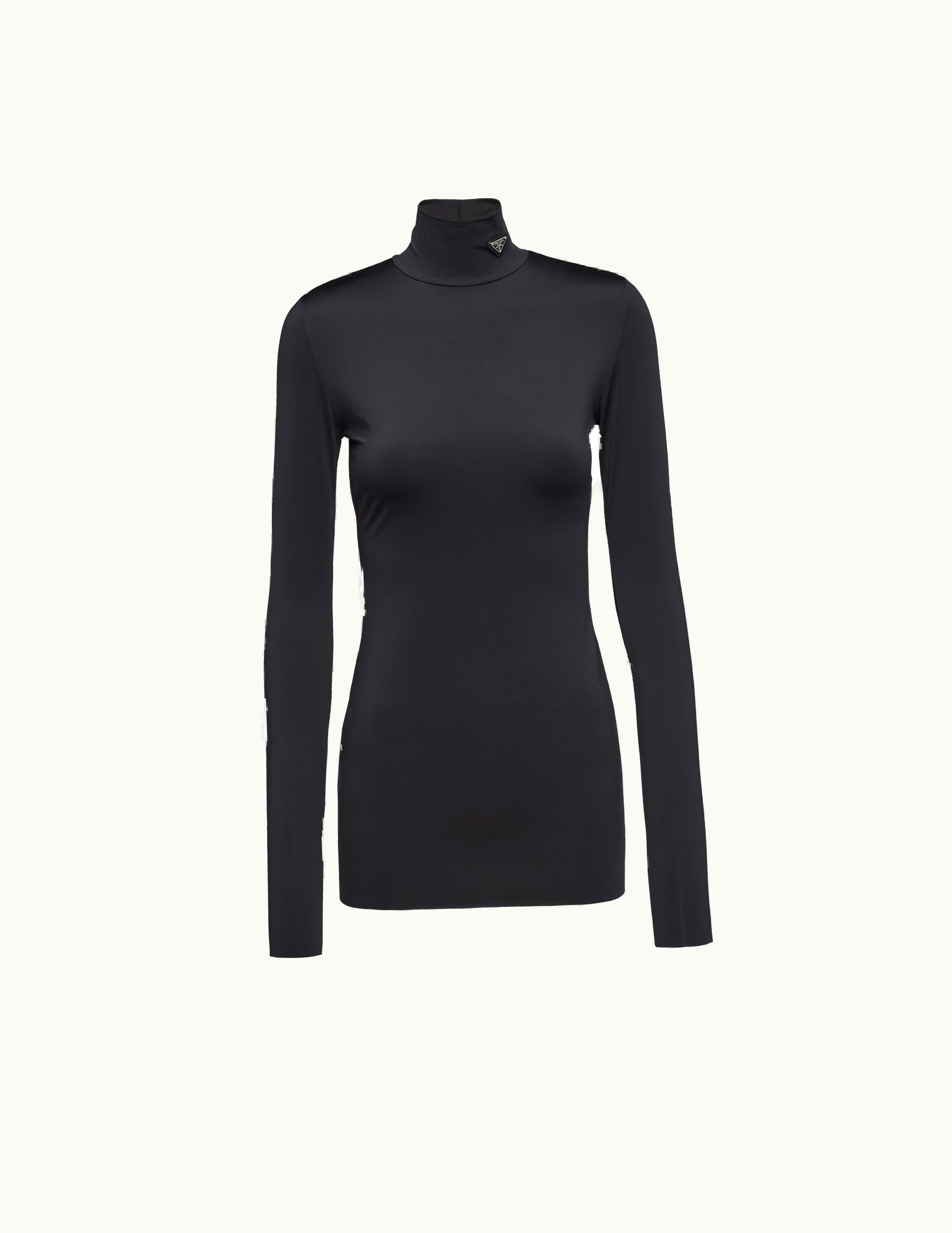 Prada Black Jersey Turtleneck Top