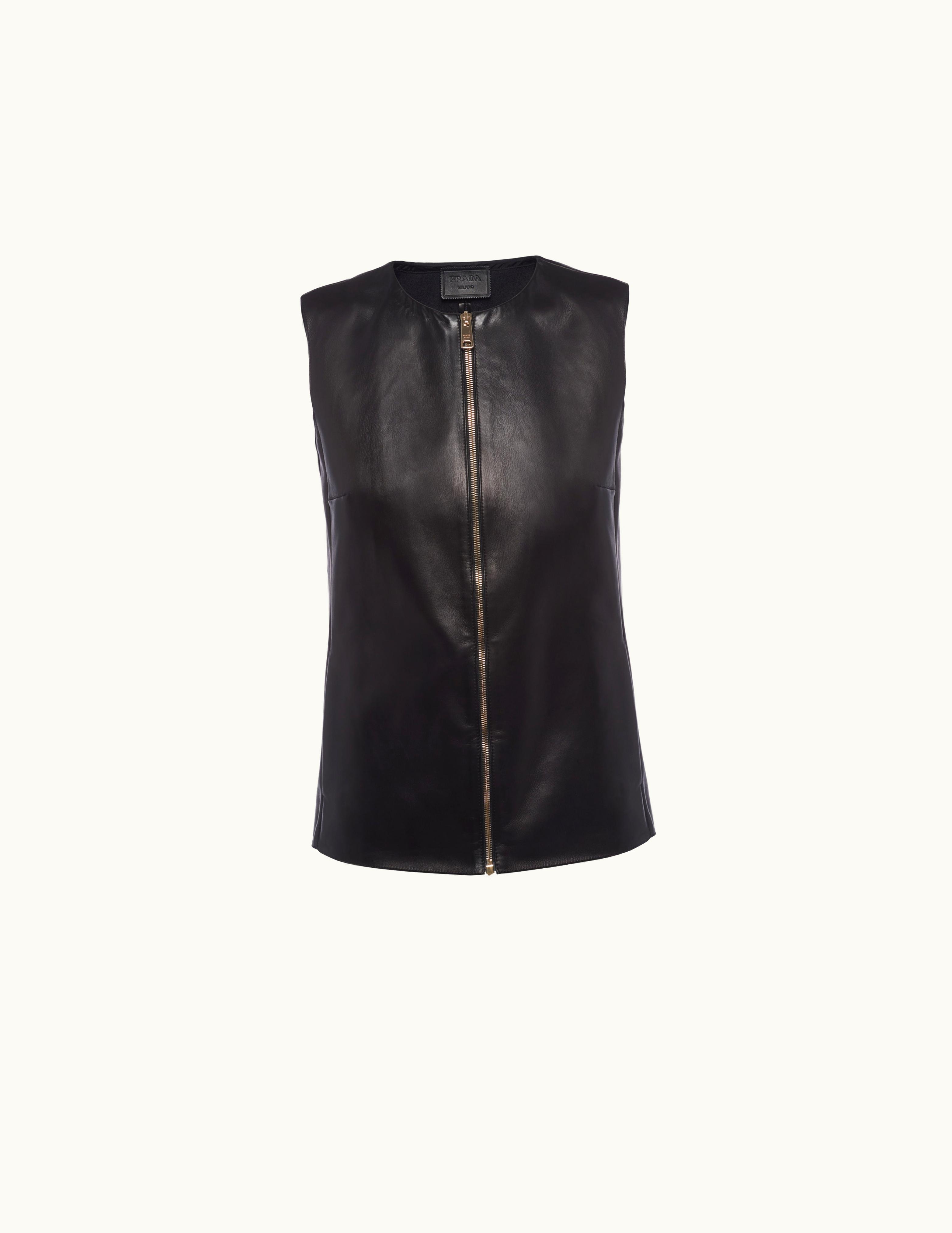 Prada Black Stretch Nappa Leather Vest