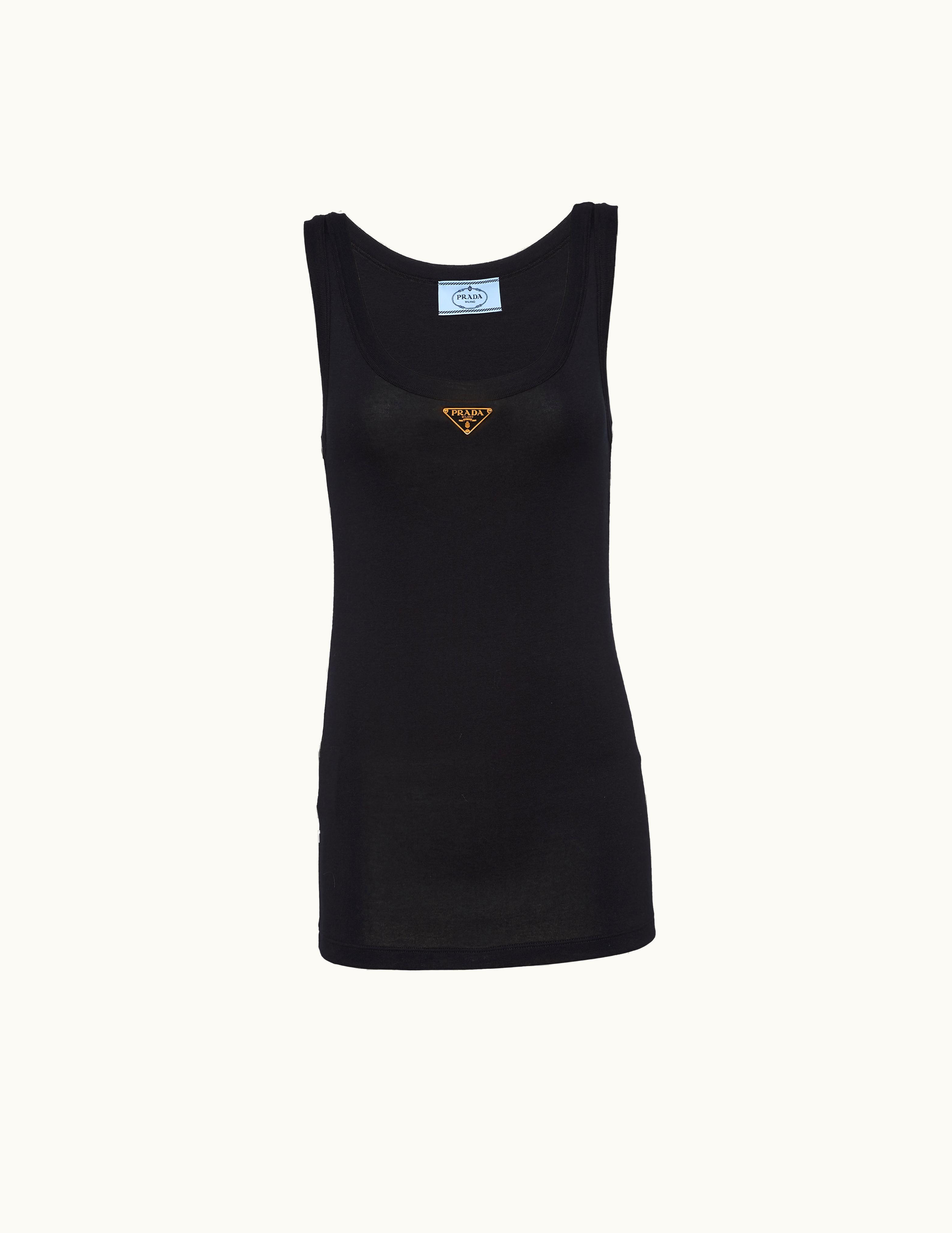 Prada Prada Black Ribbed Knit Jersey Tank Top