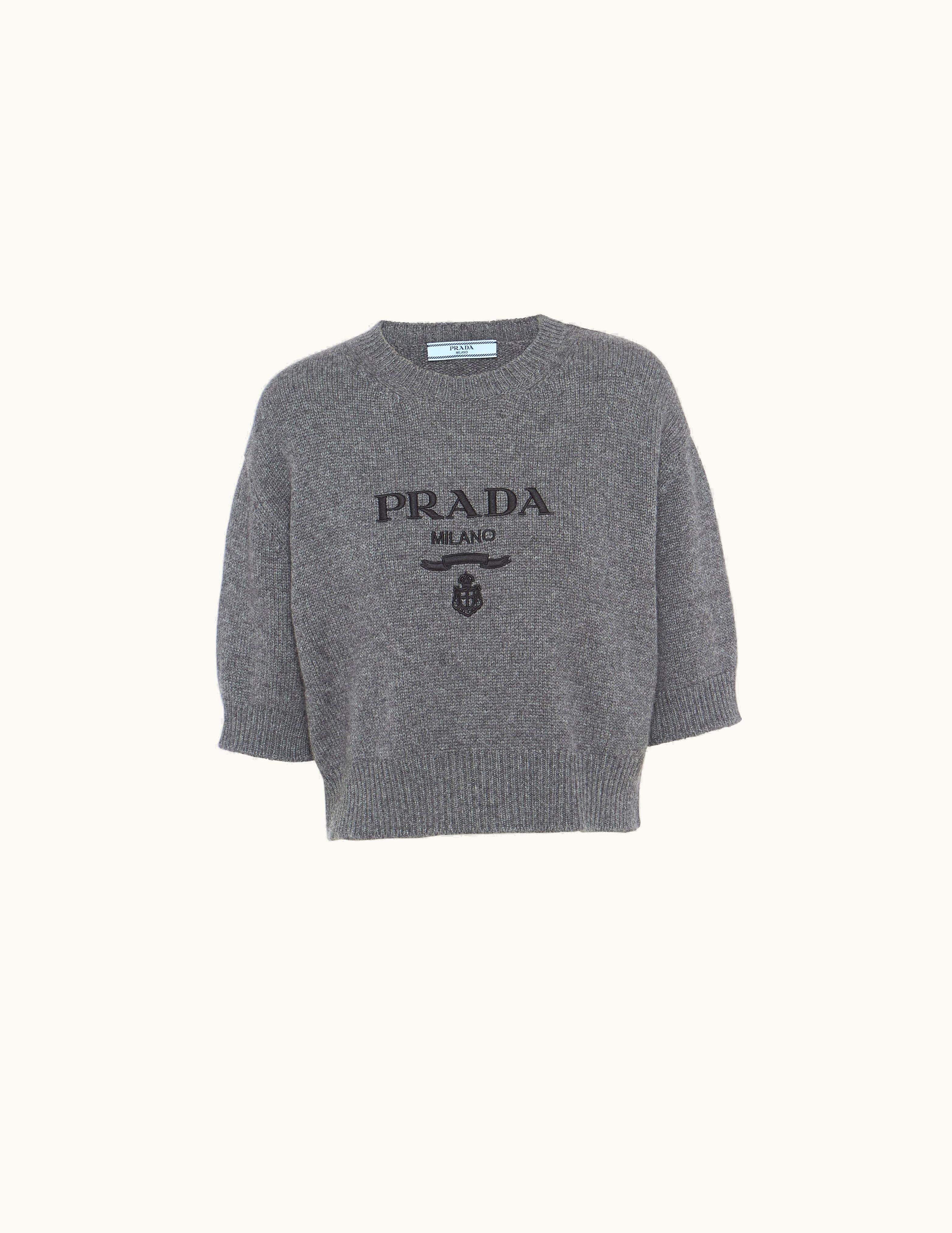 Prada Prada Slate Gray Wool And Cashmere Crew-neck Sweater