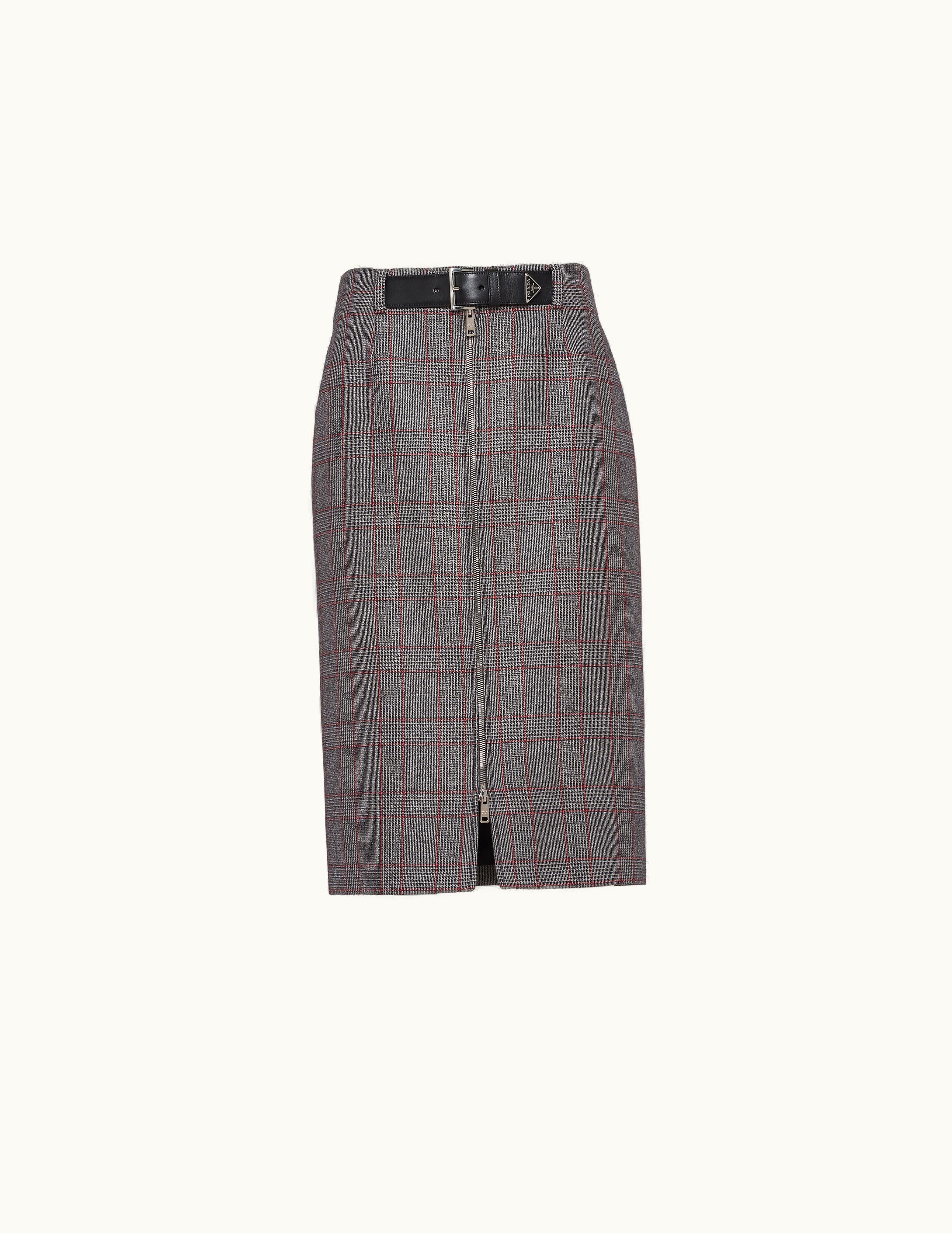 Prada Prada Grey Prince Of Wales Midi-skirt