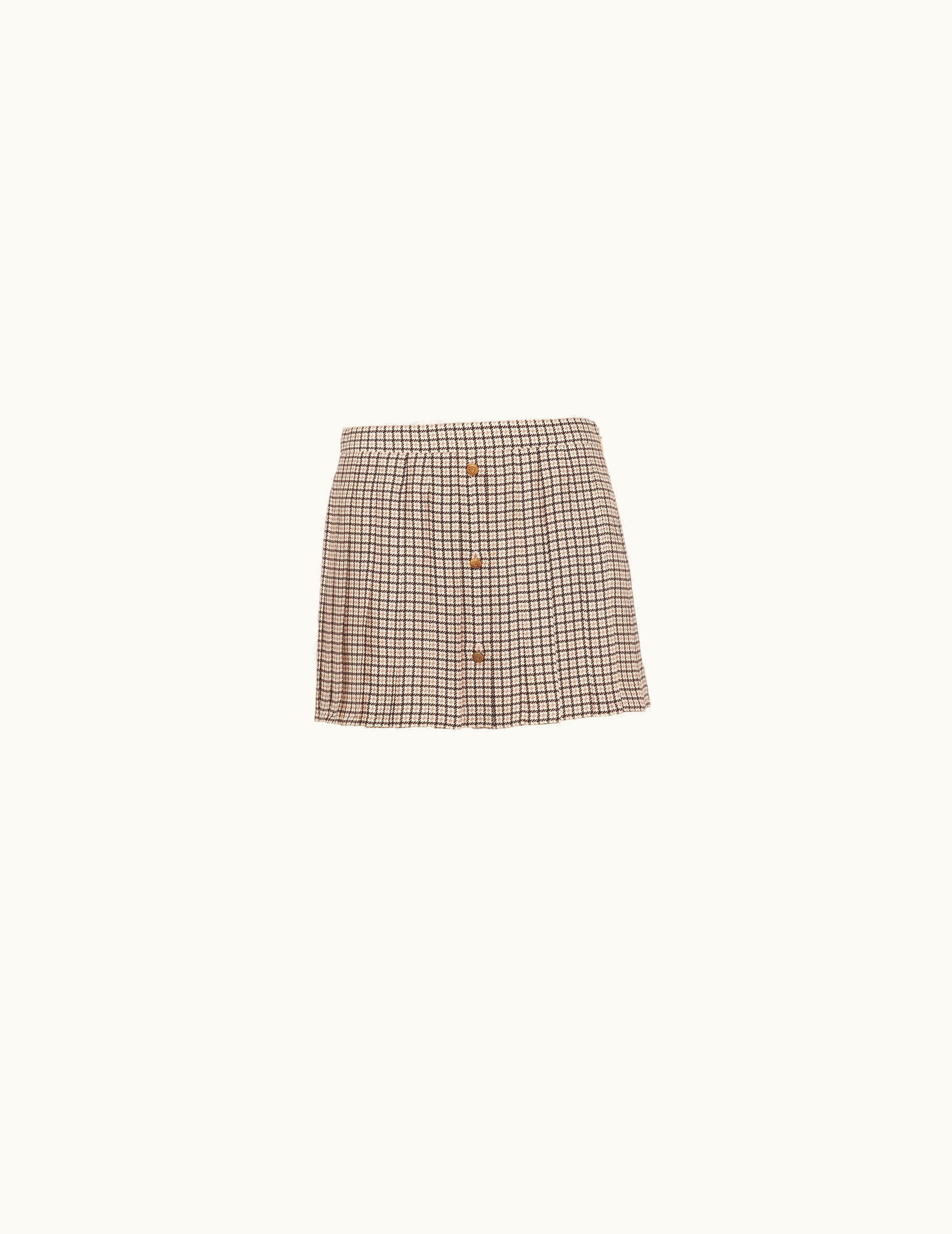 Prada Prada Cocoa Brown Printed Crepe De Chine Miniskirt