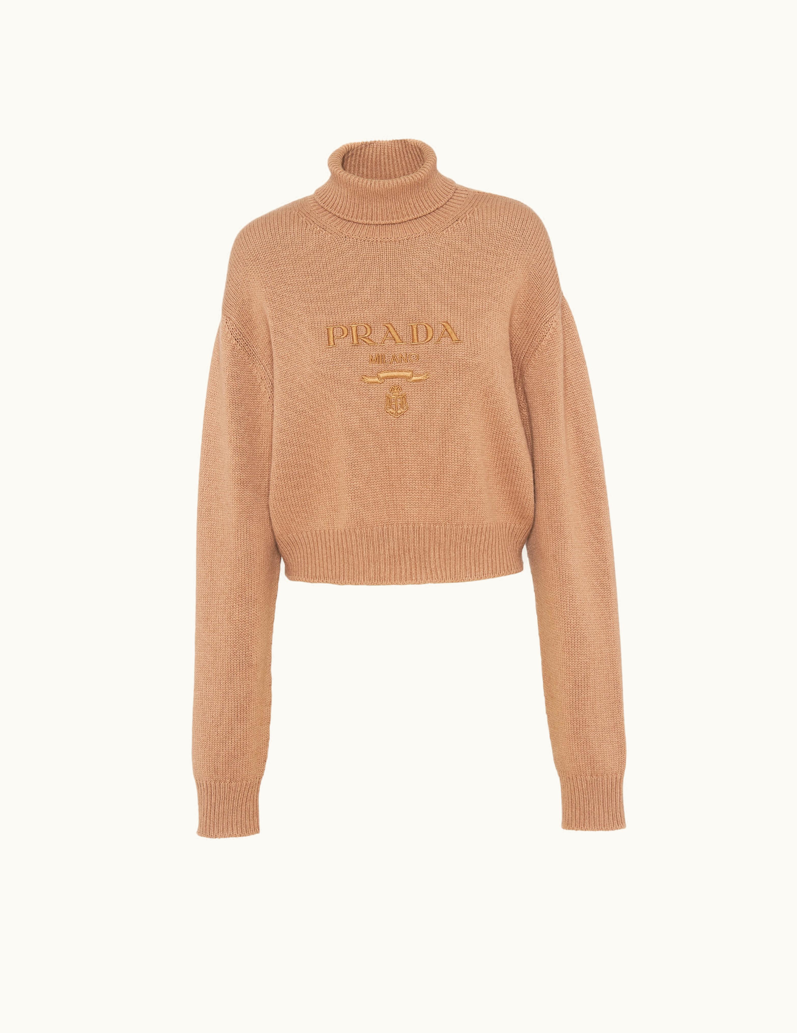 Prada Prada Camel Brown Cashmere And Wool Turtleneck Sweater