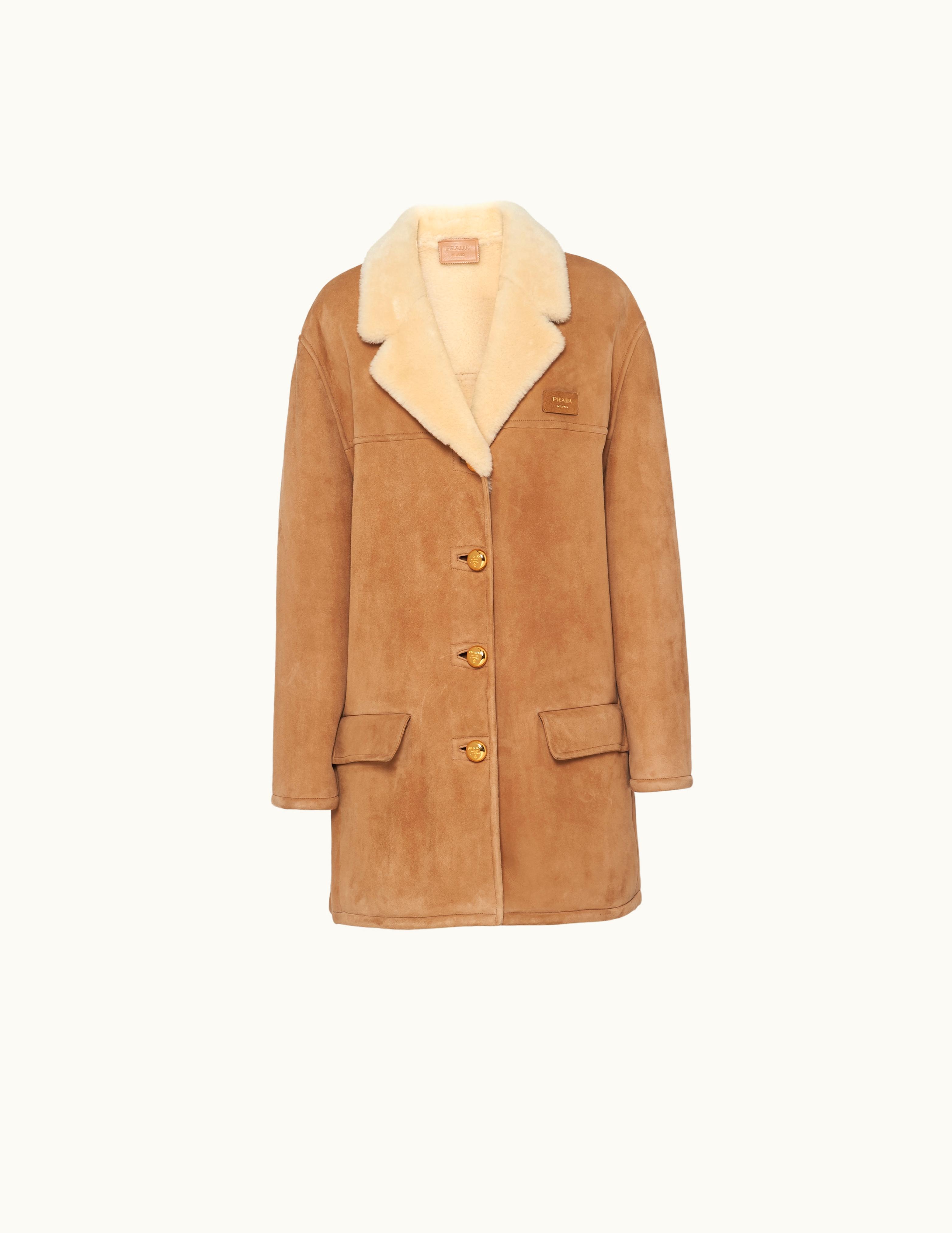 Prada Prada Camel / Natural Shearling Coat