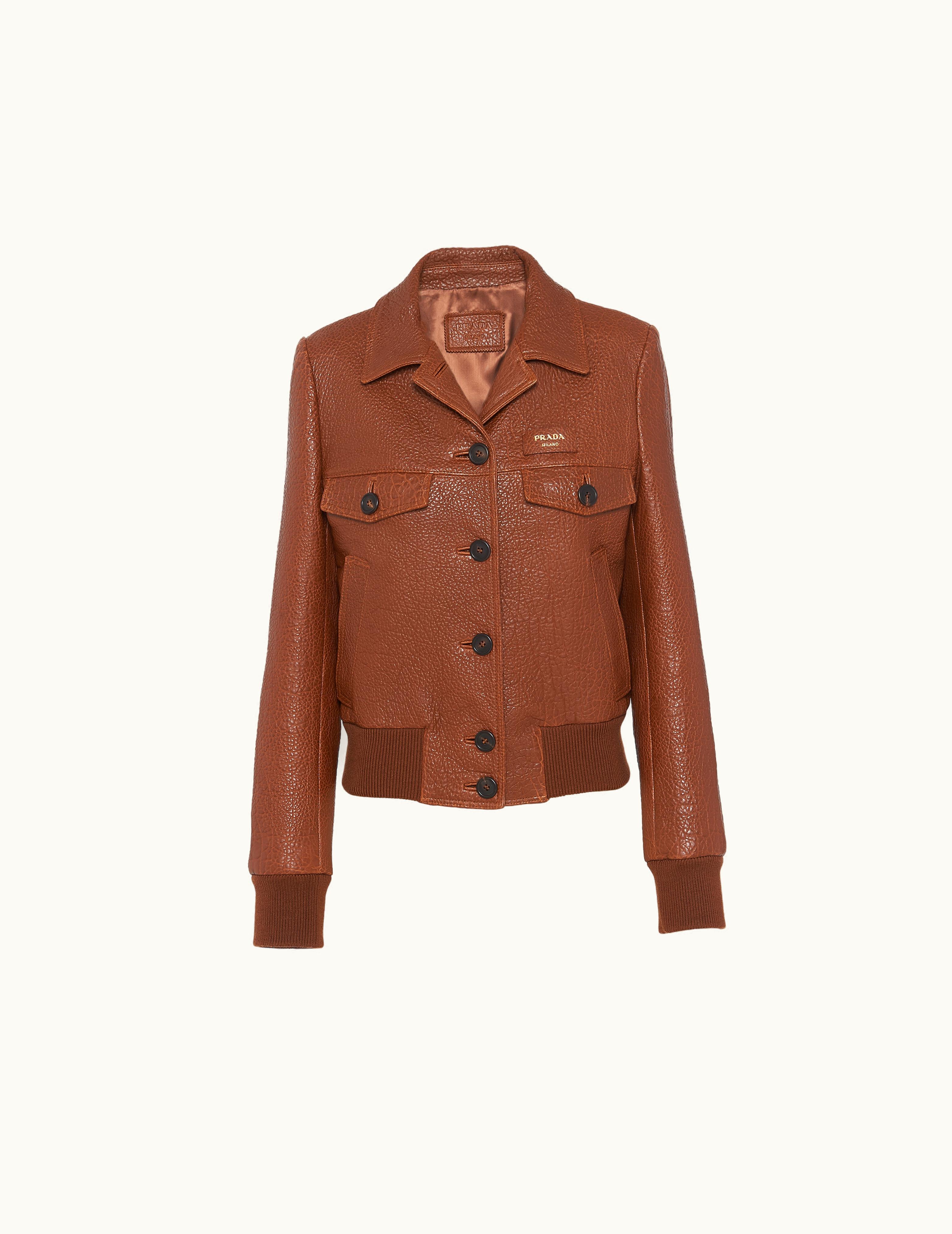 Prada Prada Cocoa Brown Nappa Leather Jacket
