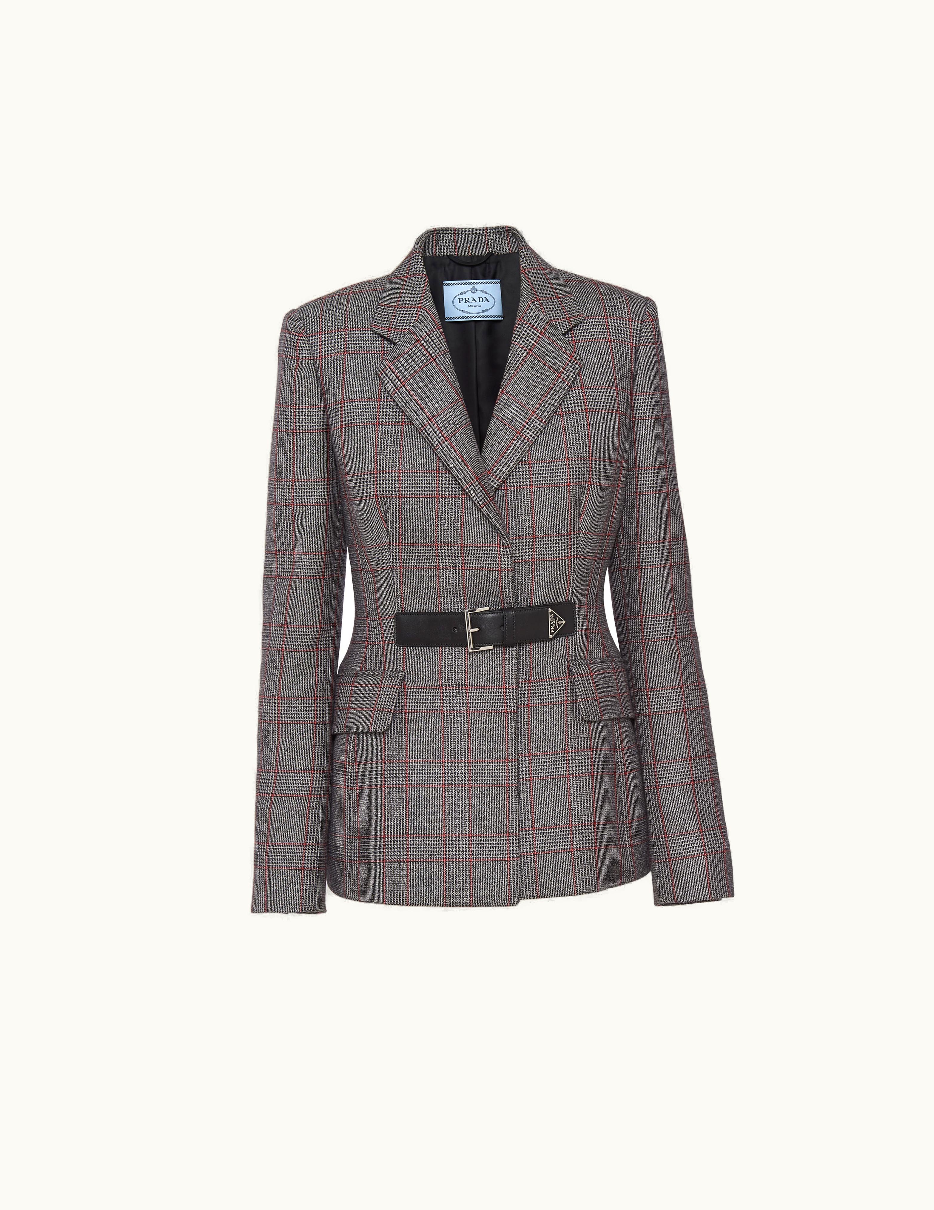 Prada Prada Grey Single-breasted Prince Of Wales Jacket