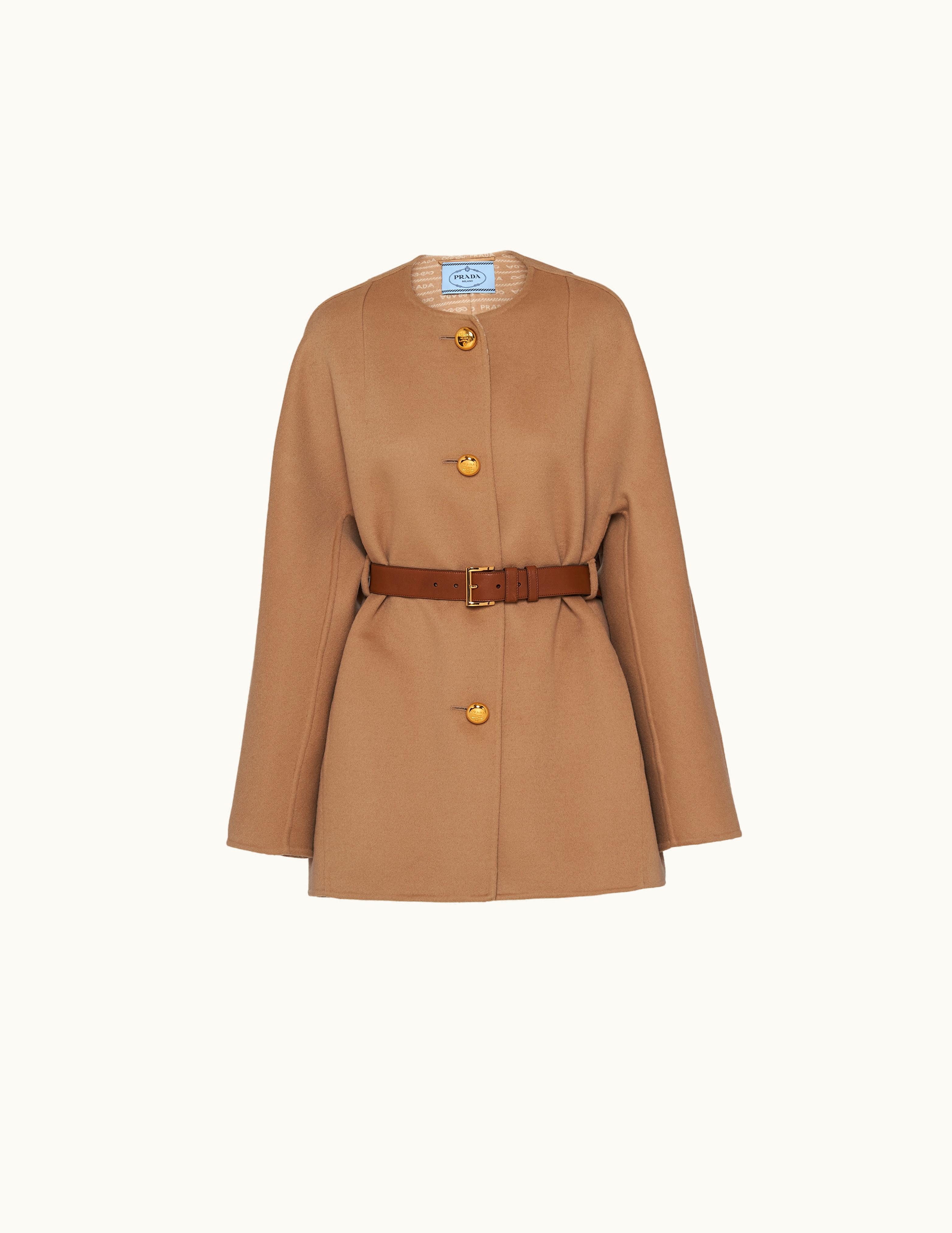 Prada Prada Camel / White Single-breasted Double Wool Caban Jacket