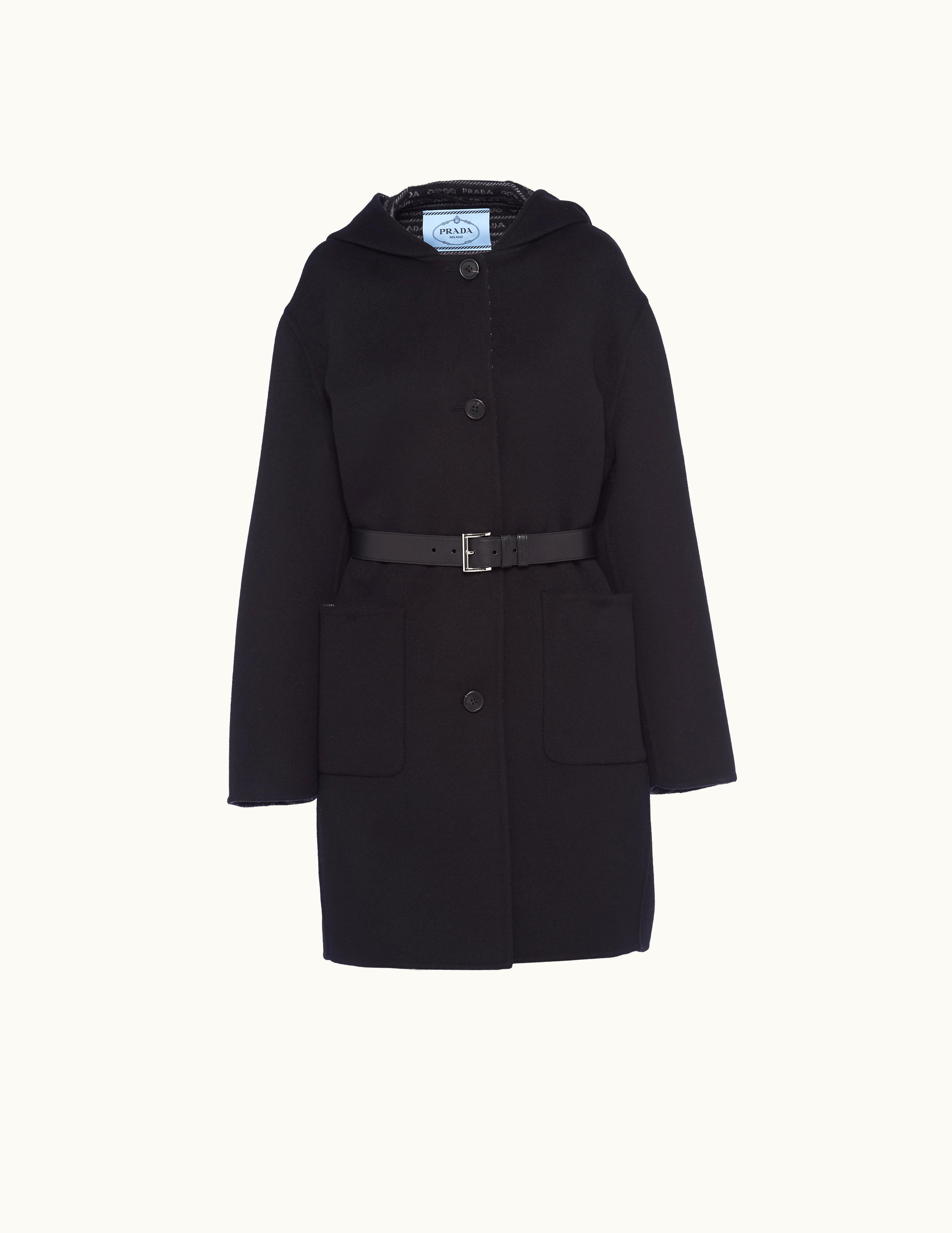 Prada Prada Black / Gray Single-breasted Double Wool Coat