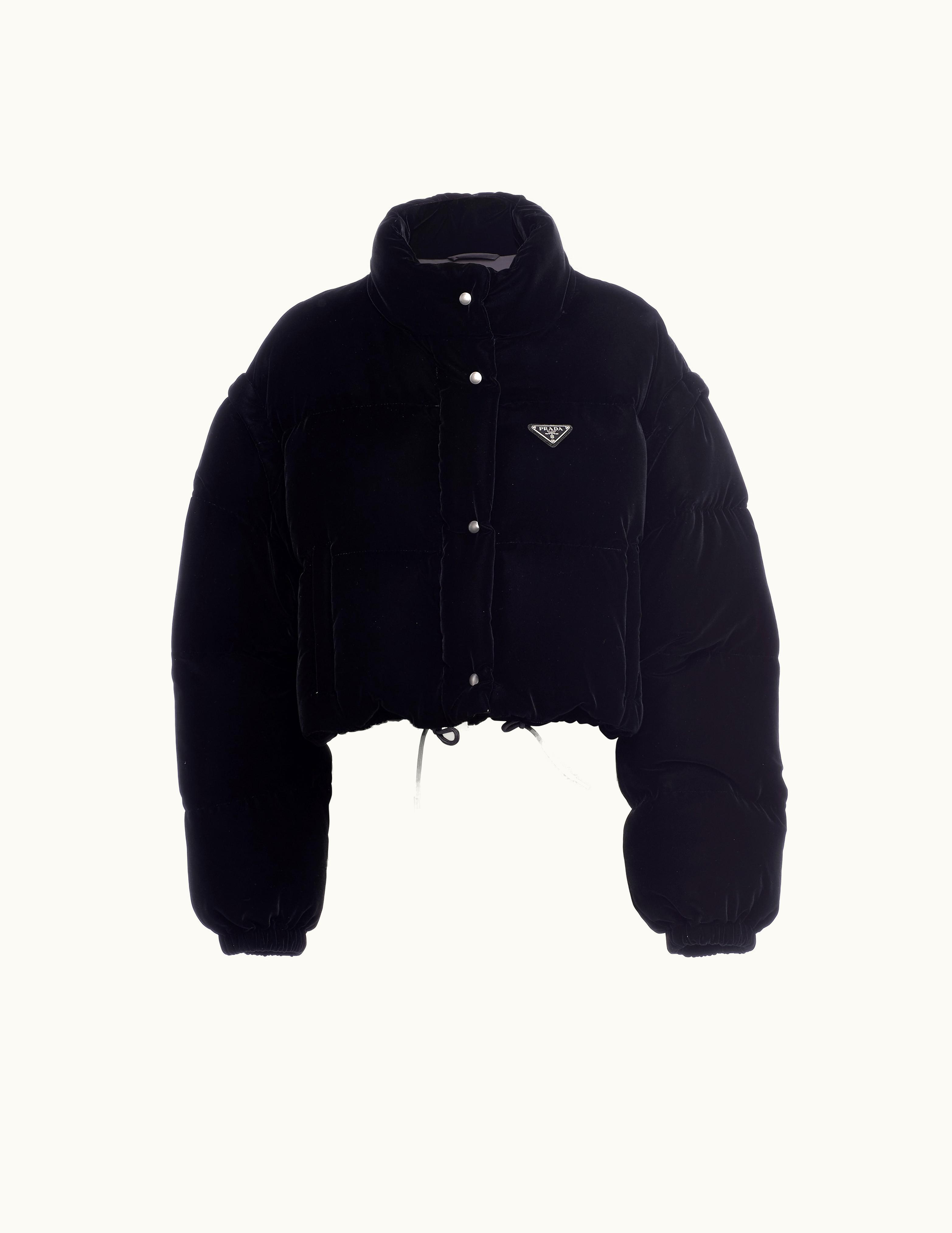 Prada Prada Black Convertible Cropped Velvet Down Jacket