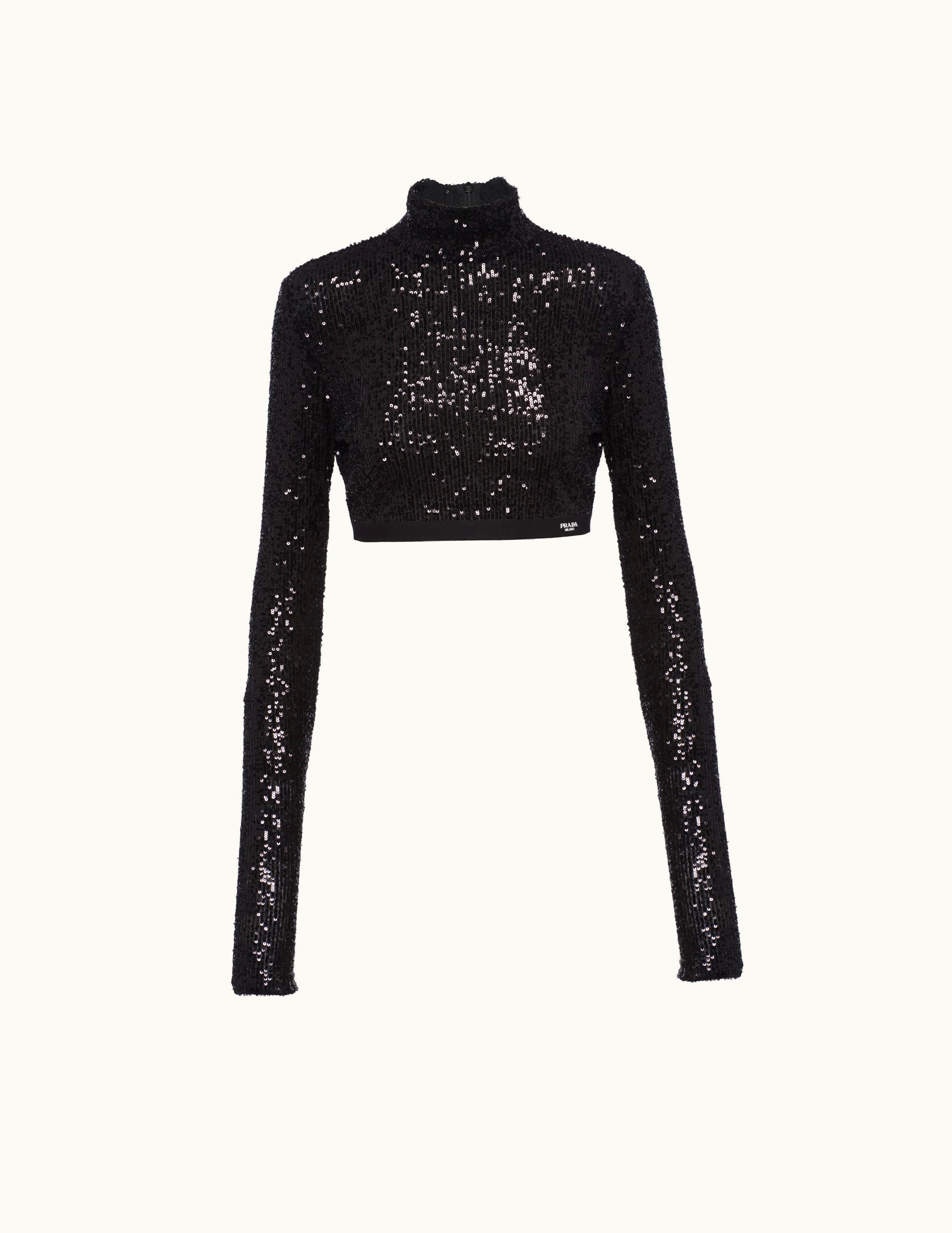 Prada Prada Black Sequined Stretch Top