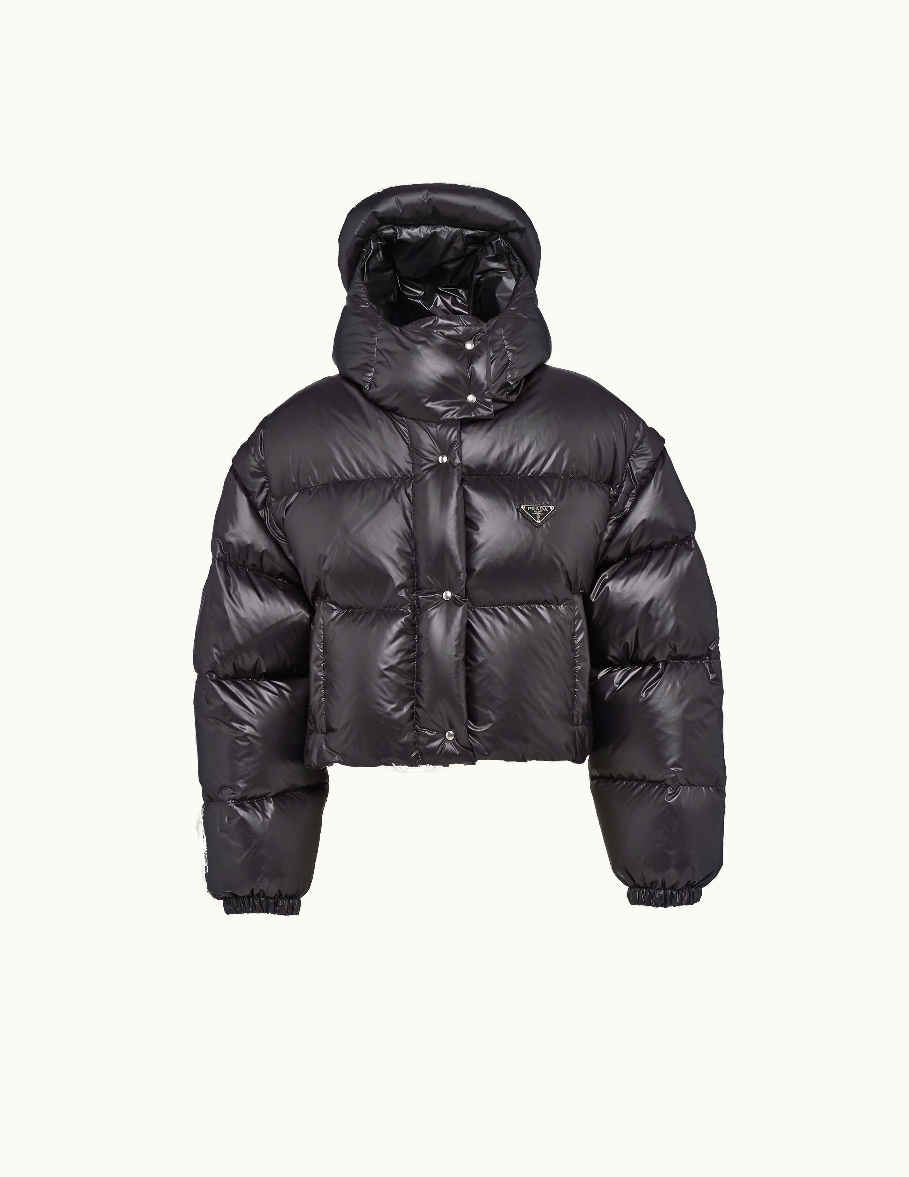Prada Prada Black Re-nylon Convertible Cropped Down Jacket