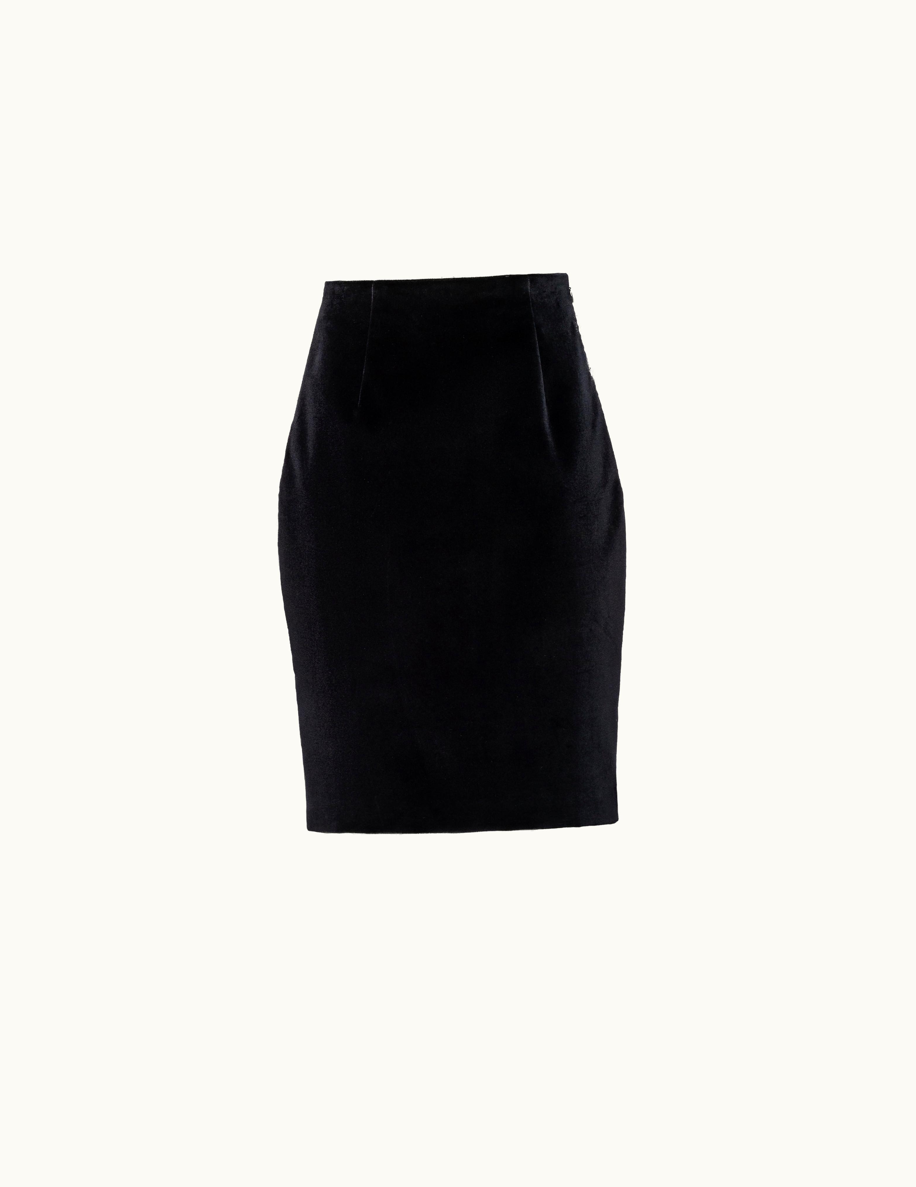 Prada Prada Black Velvet Midi-skirt