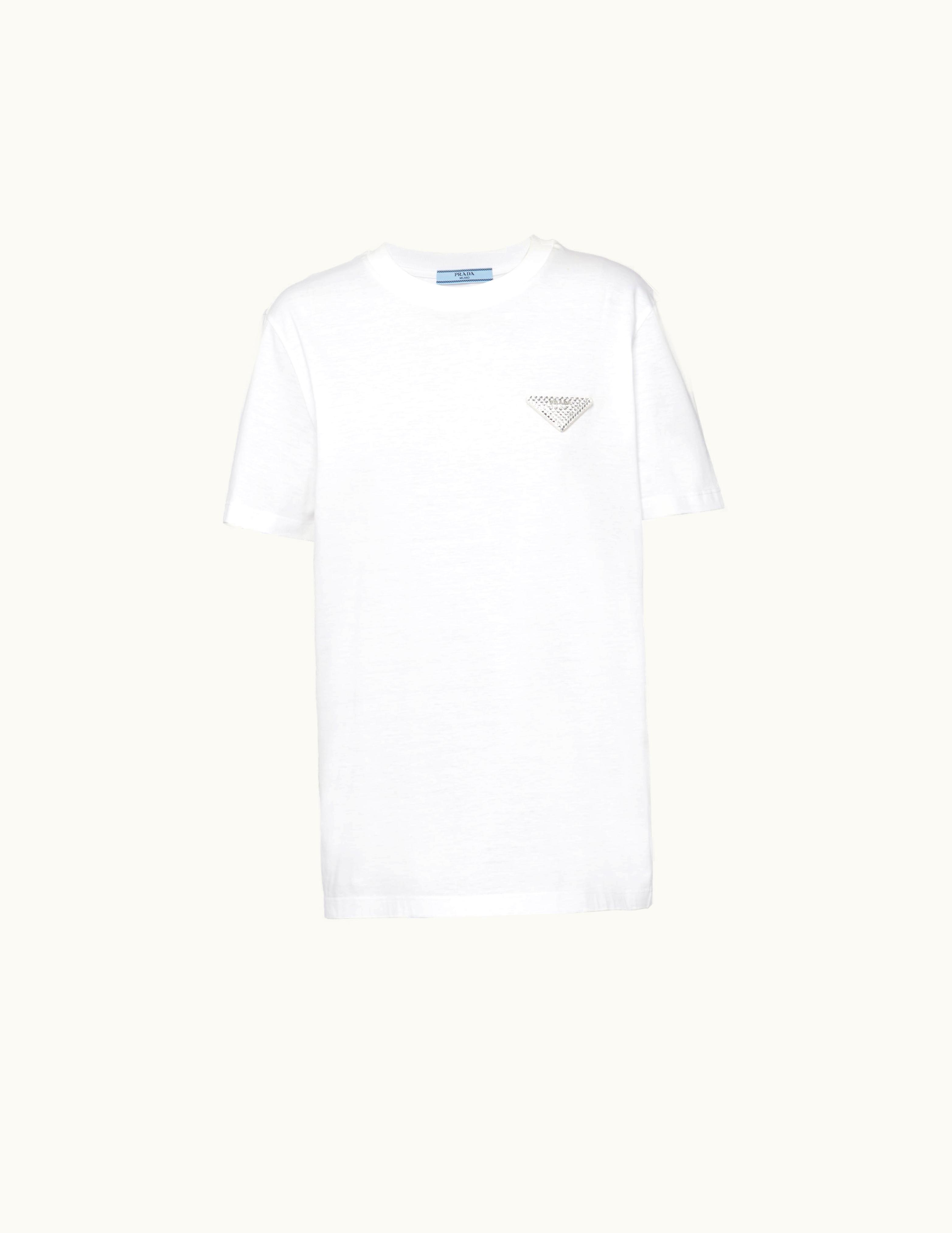 Prada Prada White Embroidered Jersey T-shirt