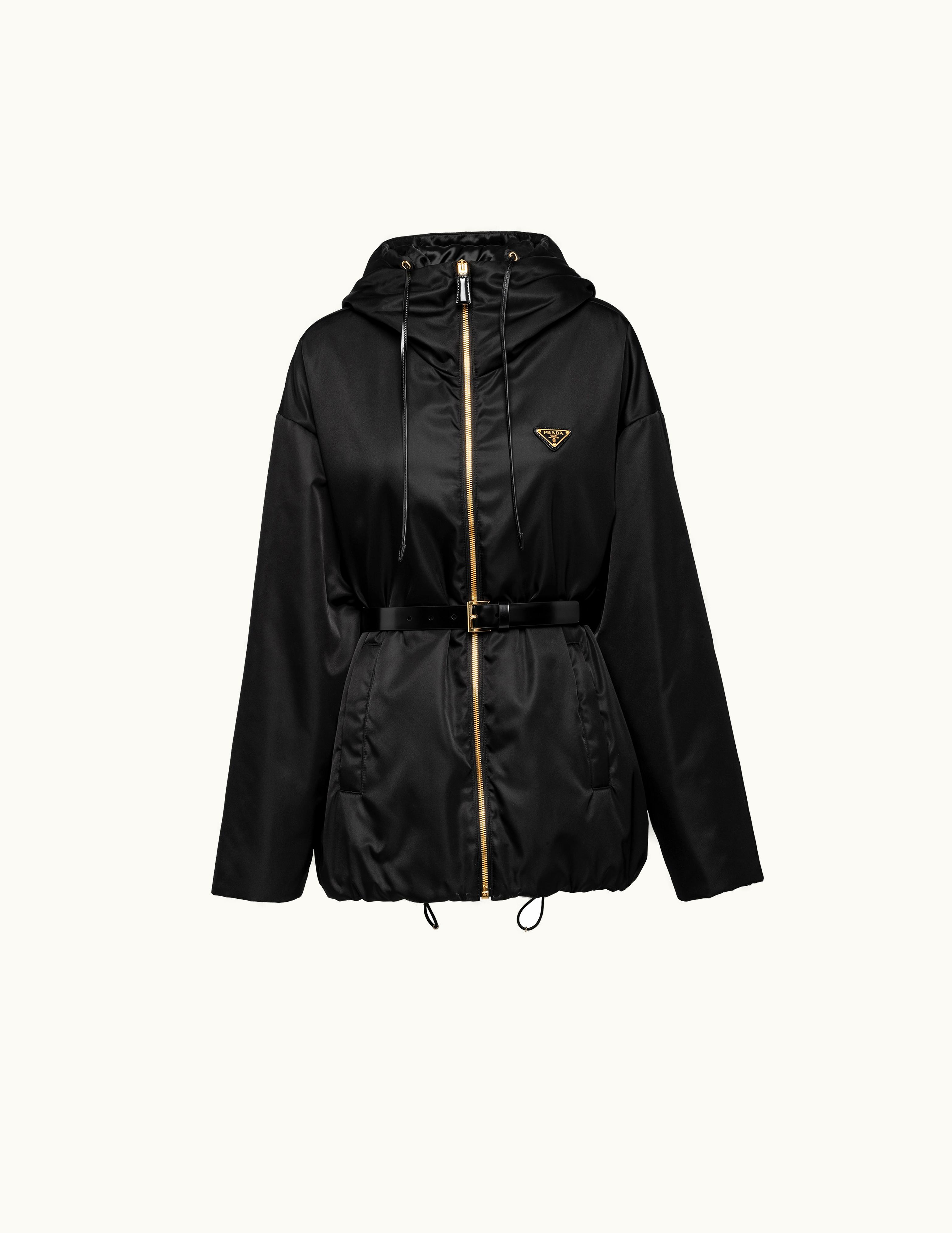 Prada Prada Black Re-nylon Quilted Hooded Jacket
