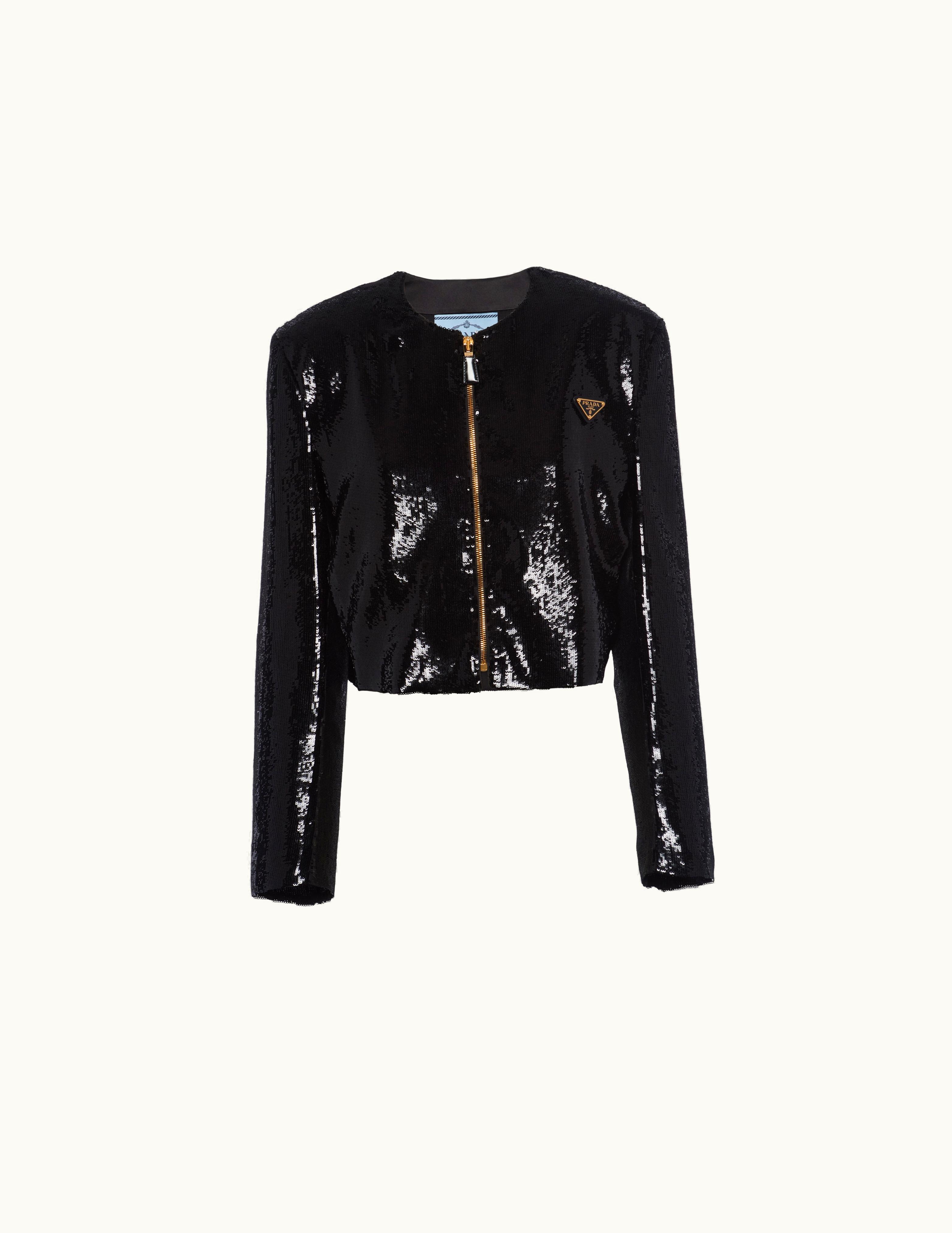 Prada Prada Black Single-breasted Sequin Jacket