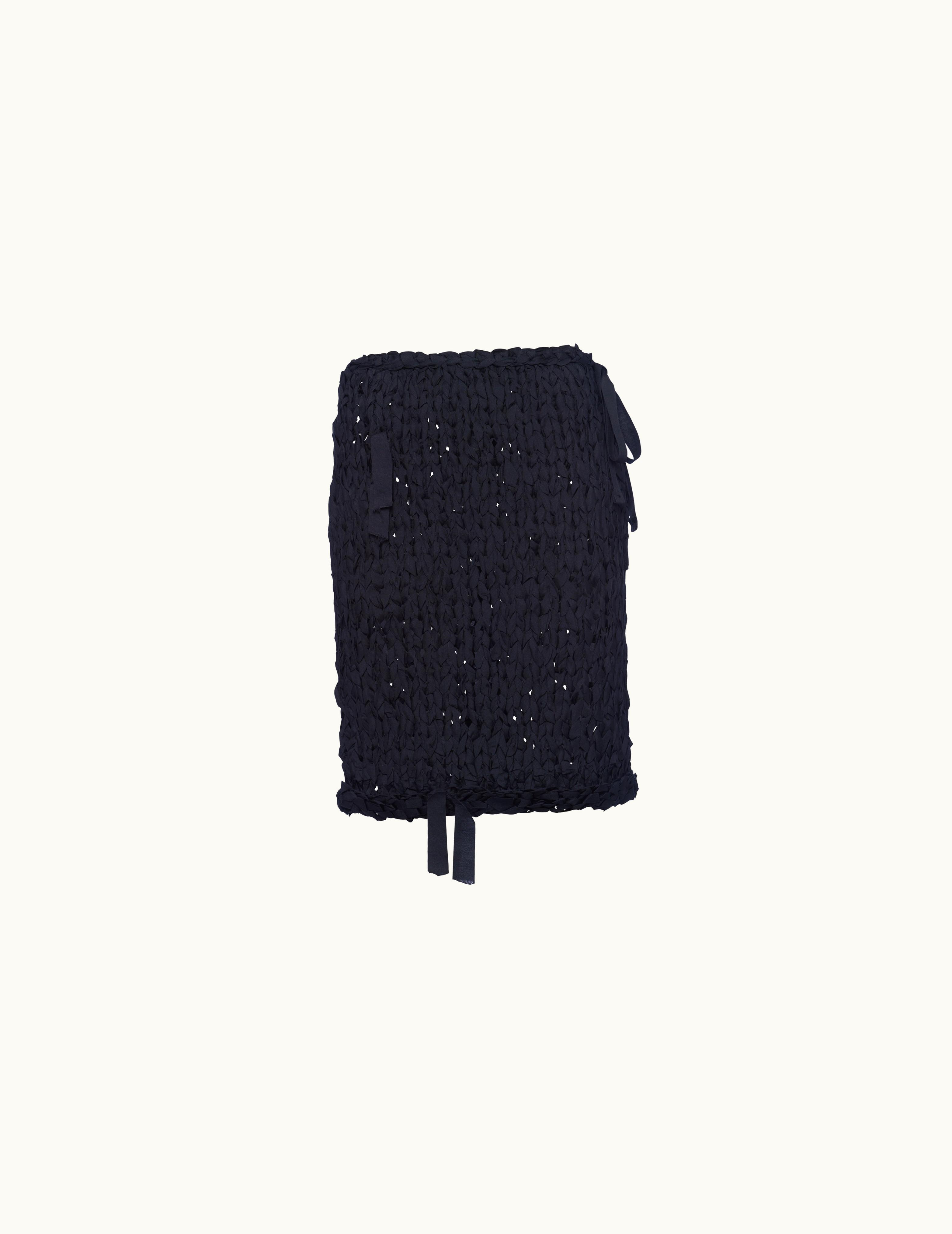 Prada Prada Black Silk Ribbon Skirt